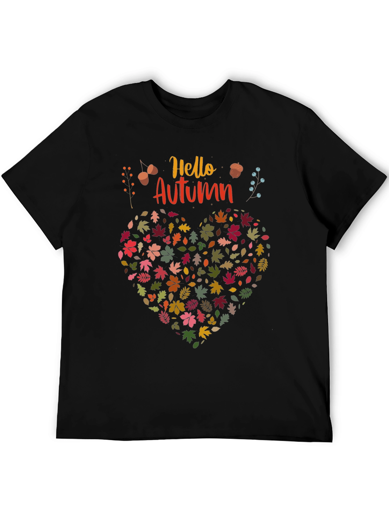 Hello Autumn Leaf Heart Graphic Tee