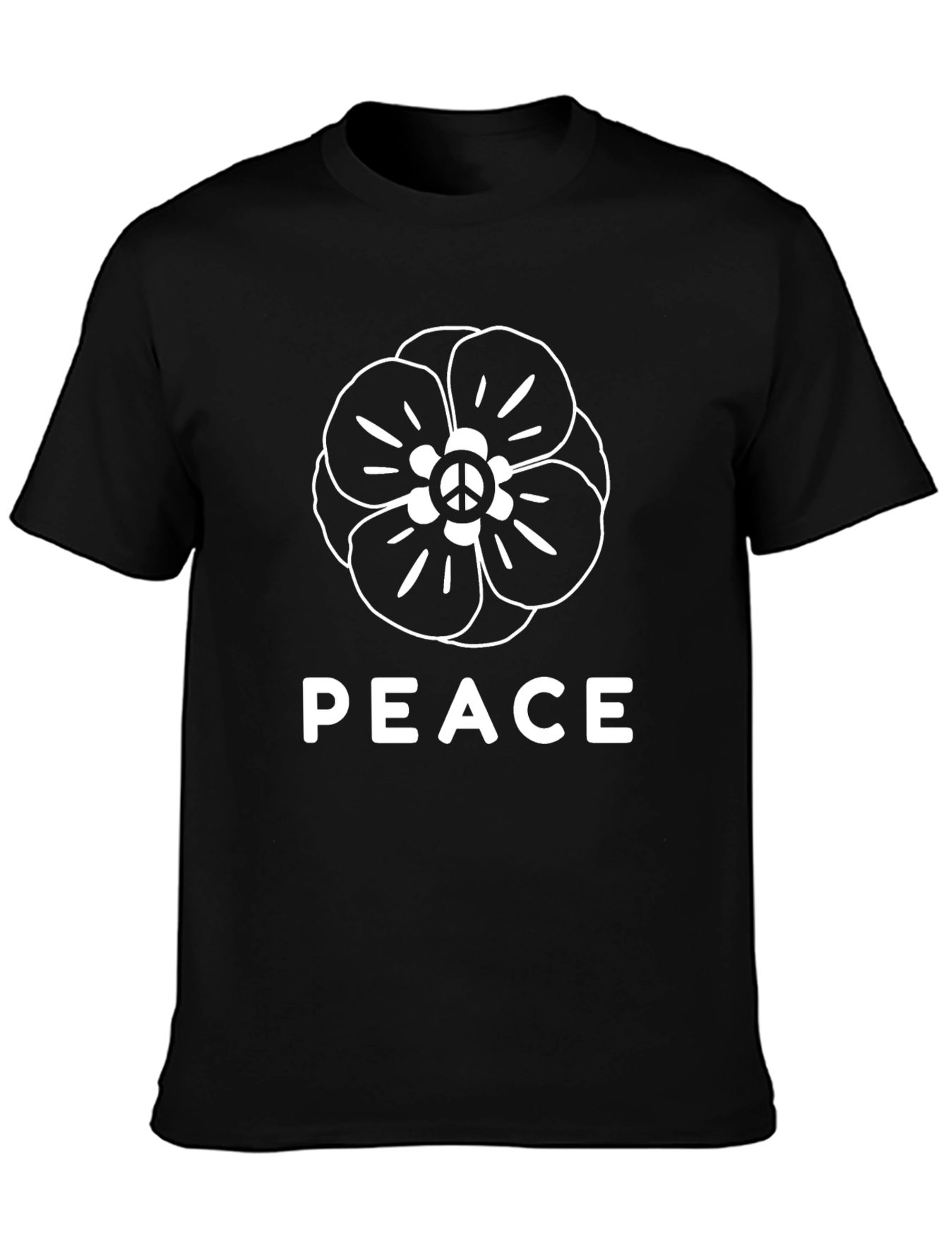 Peace Flower Graphic Tee - Black
