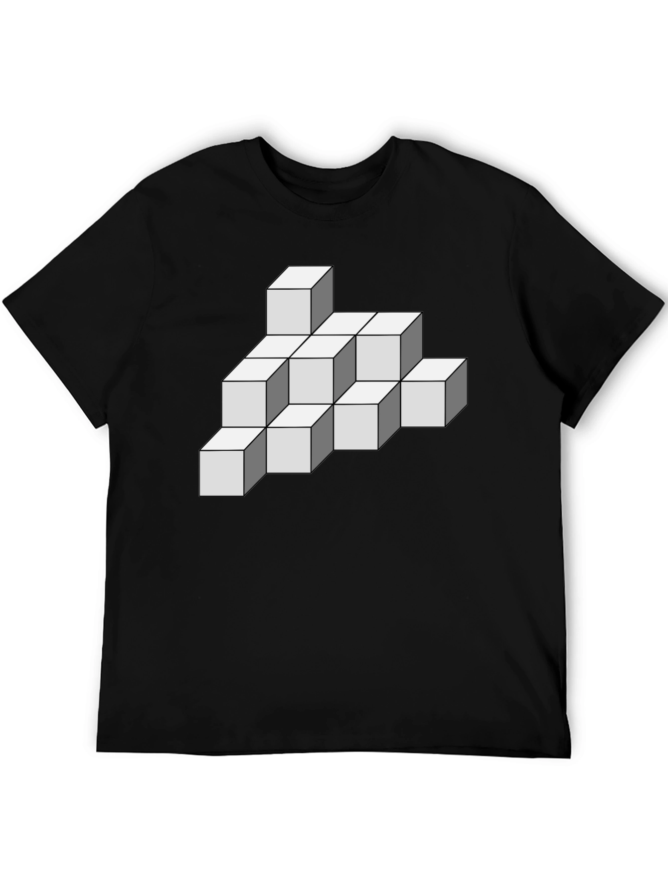 Geometric Cube T-Shirt - Optical Illusion Design