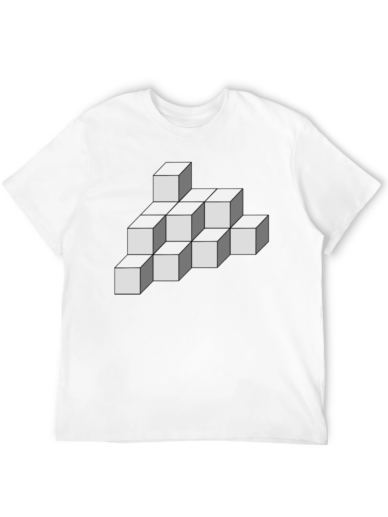 Geometric Cube T-Shirt - Optical Illusion Design