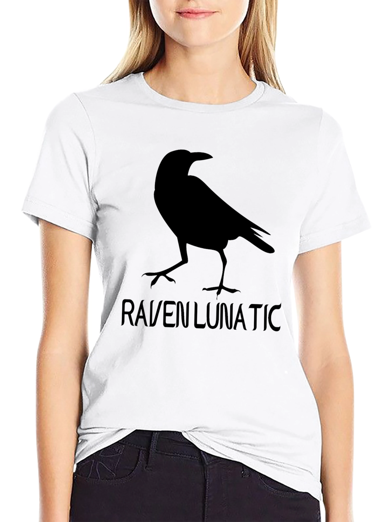Raven Lunatic Graphic Tee - Black Crewneck