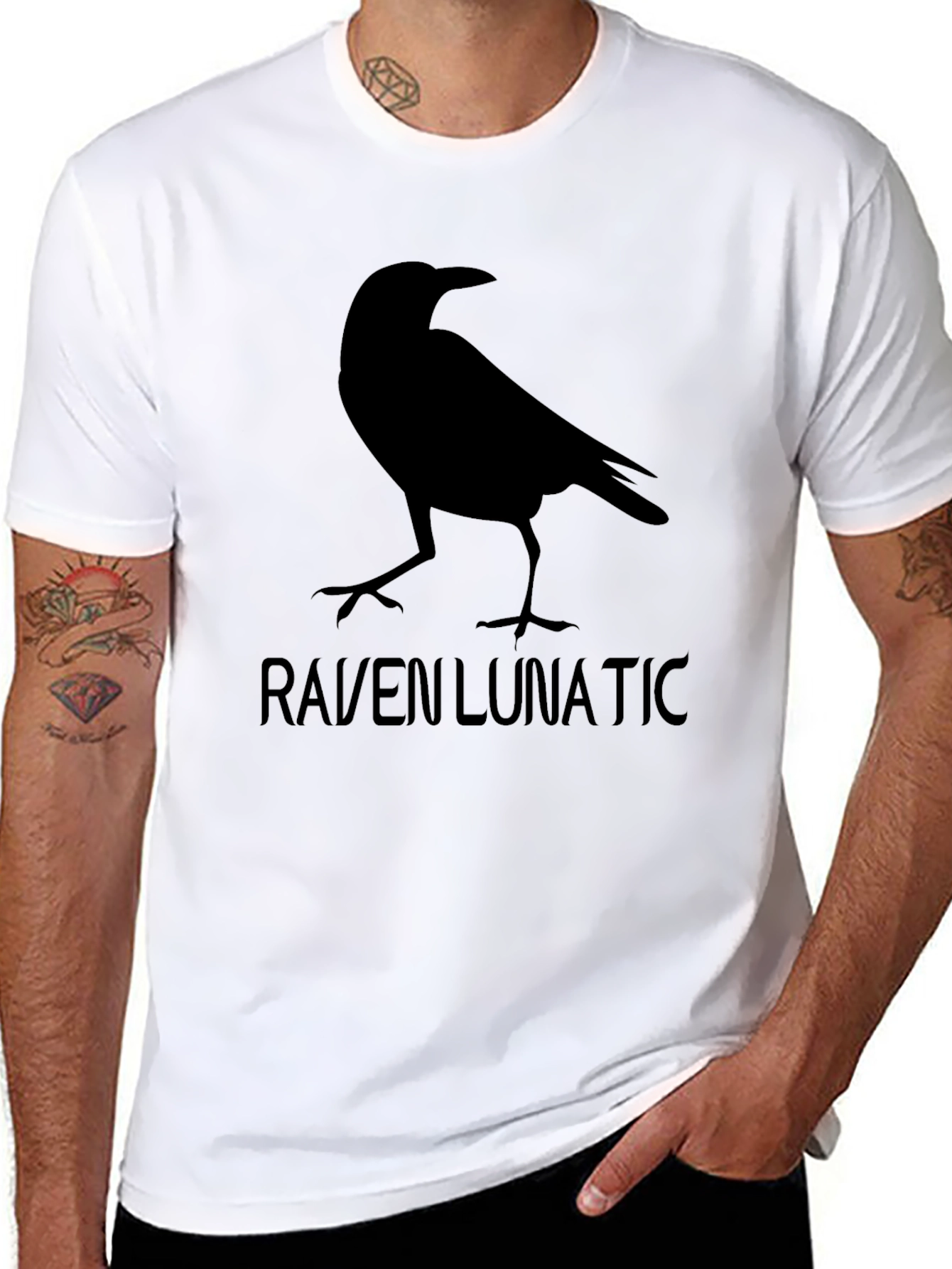Raven Lunatic Graphic Tee - Black Crewneck