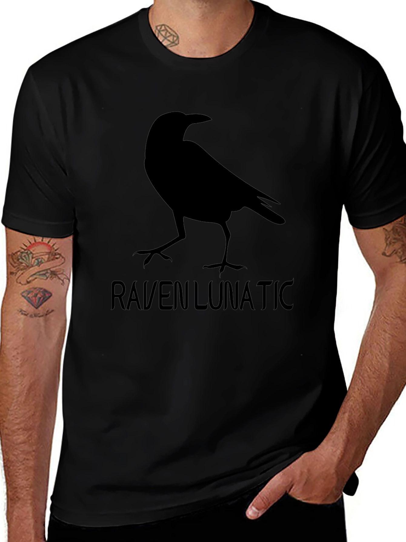 Raven Lunatic Graphic Tee - Black Crewneck