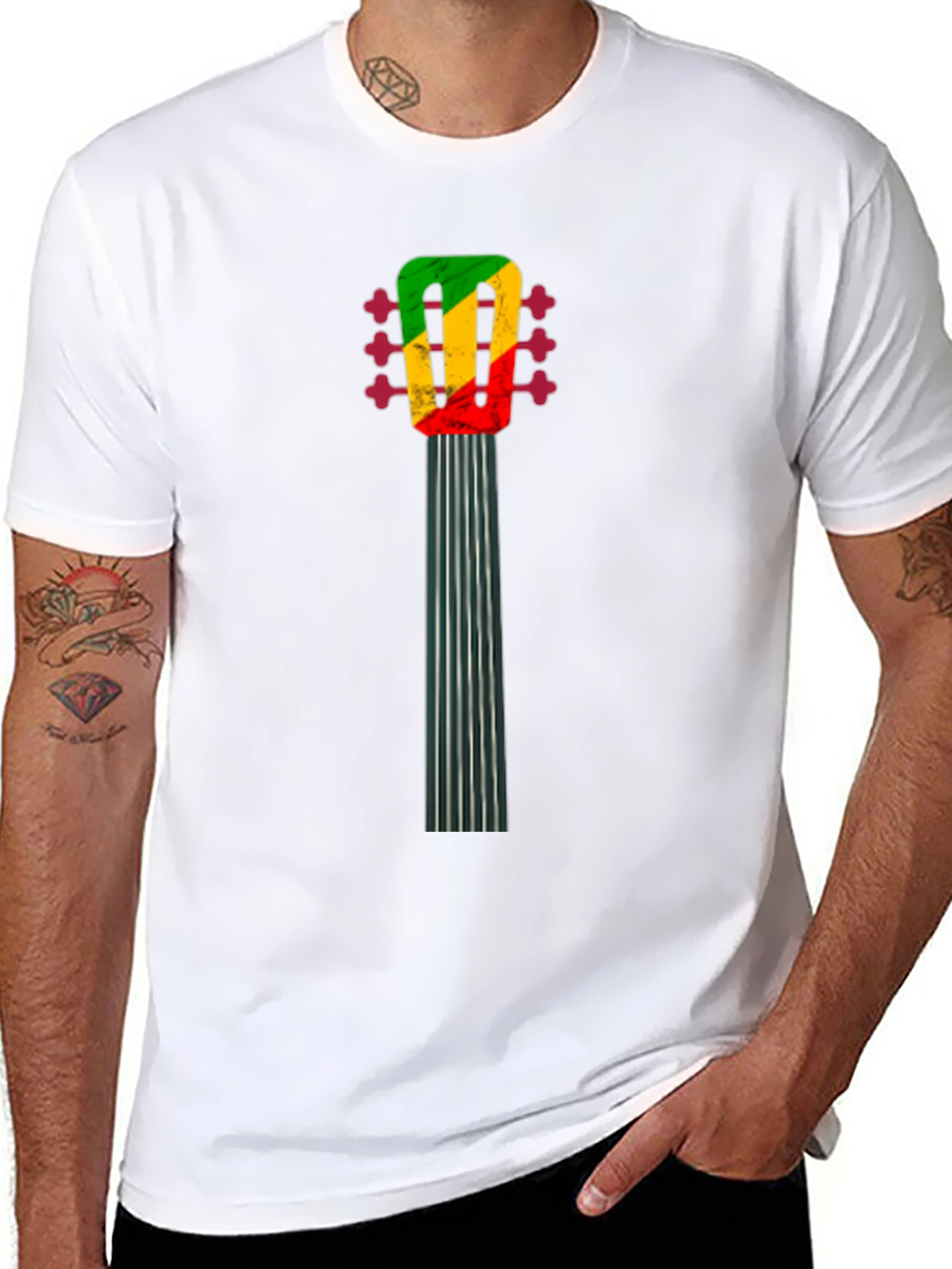 Rasta Guitar Neck Graphic T-Shirt