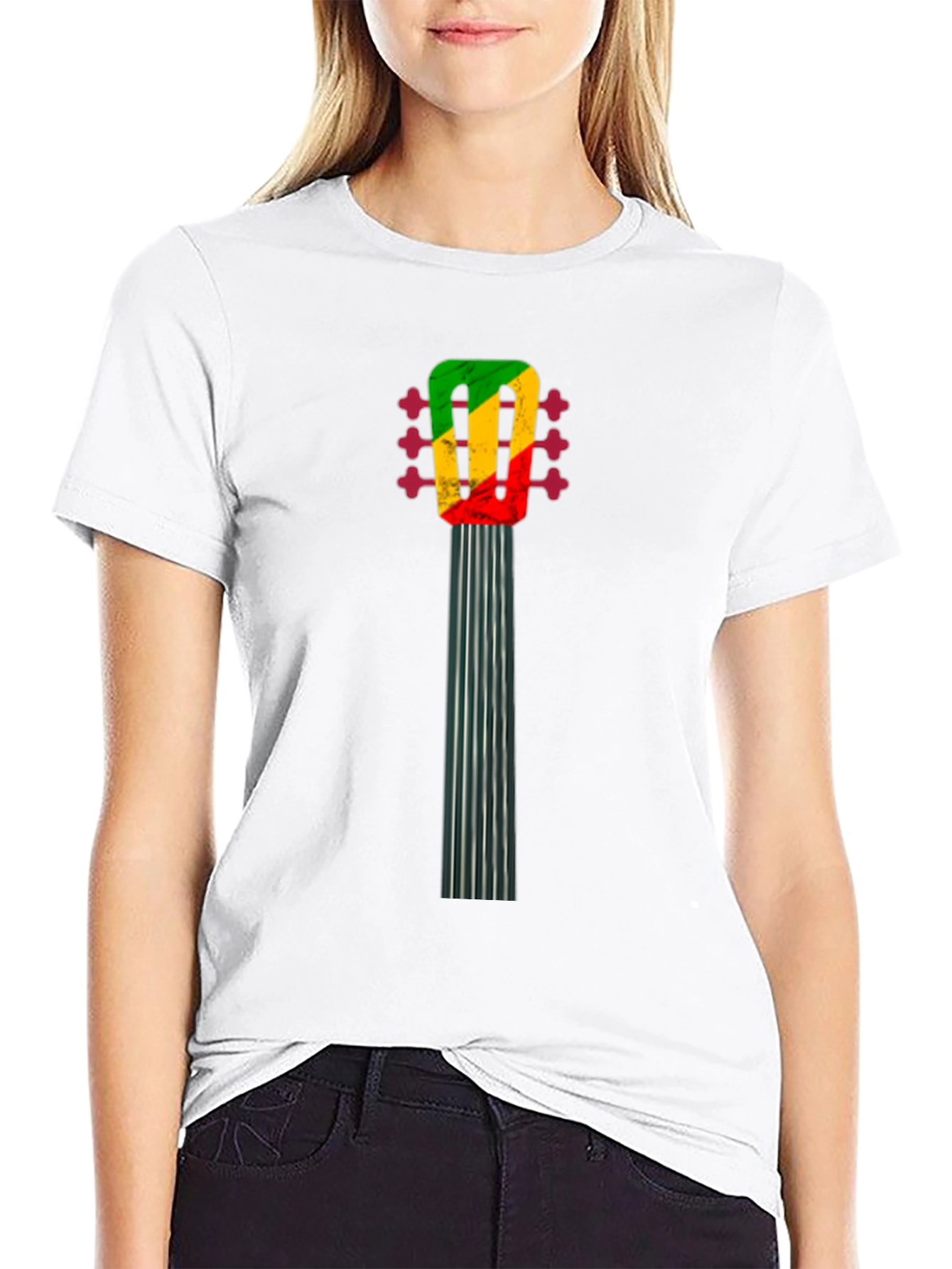 Rasta Guitar Neck Graphic T-Shirt