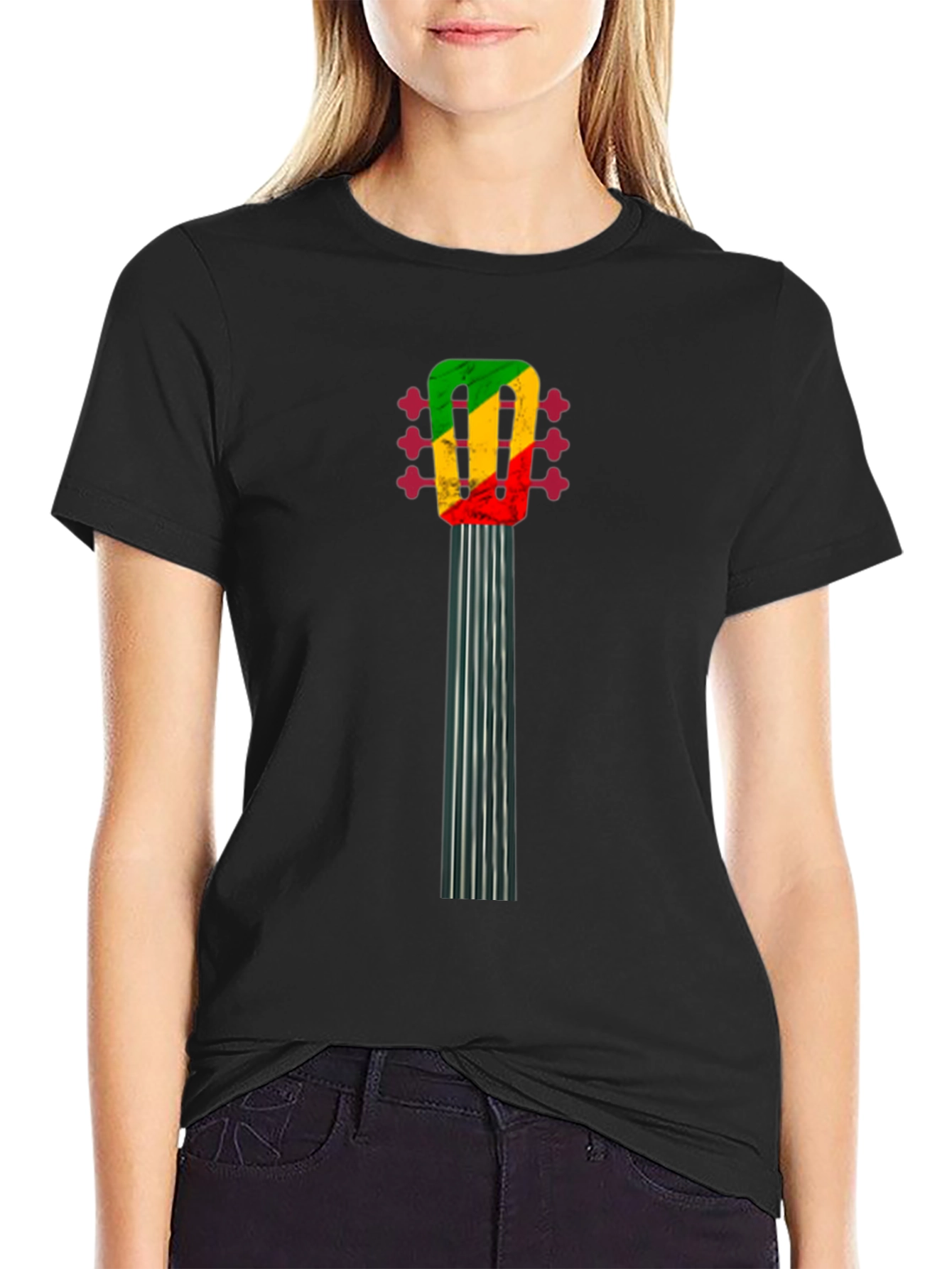 Rasta Guitar Neck Graphic T-Shirt