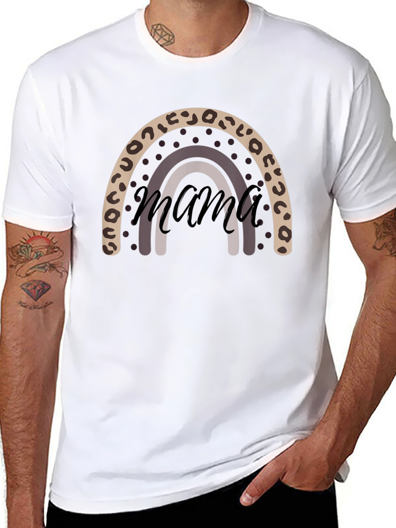 Mama Rainbow Graphic Tee - Black