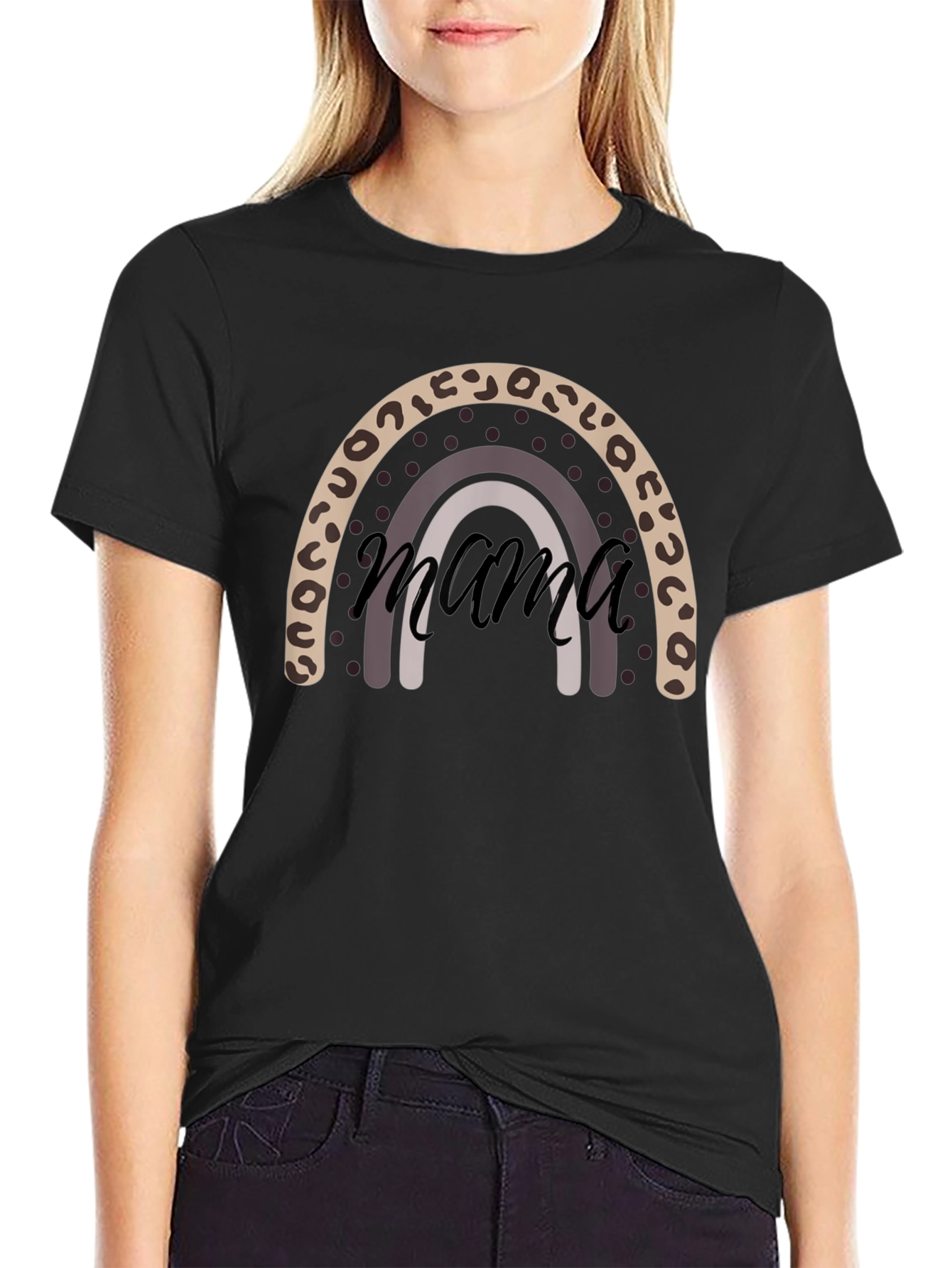 Mama Rainbow Graphic Tee - Black
