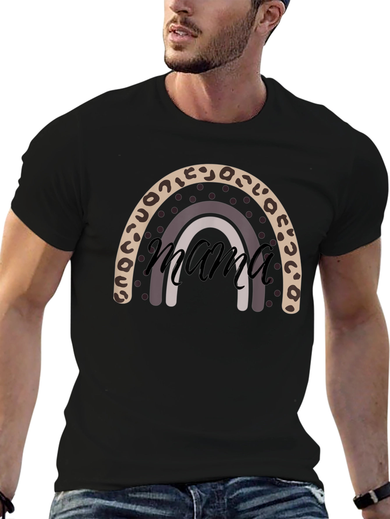 Mama Rainbow Graphic Tee - Black