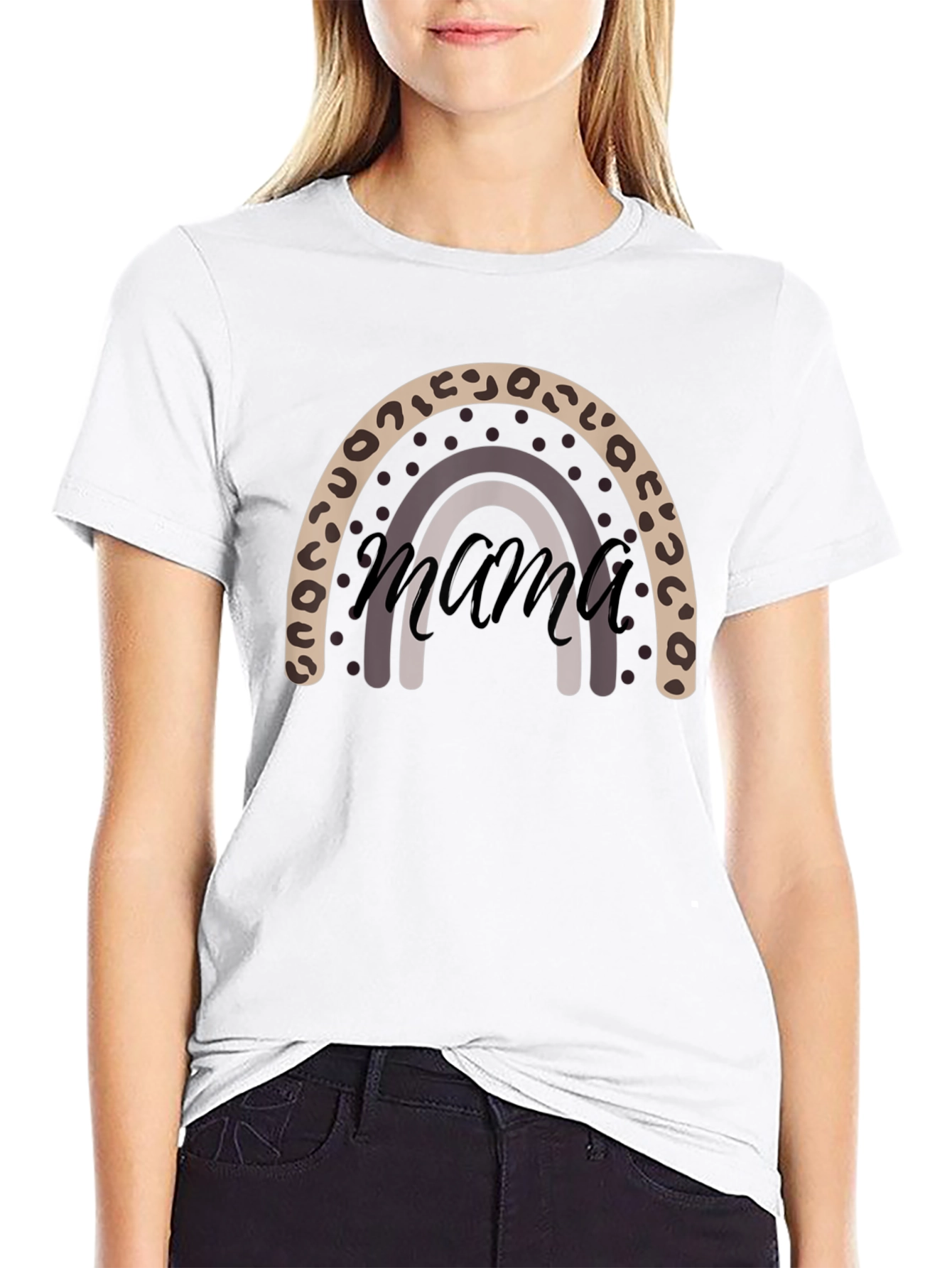 Mama Rainbow Graphic Tee - Black