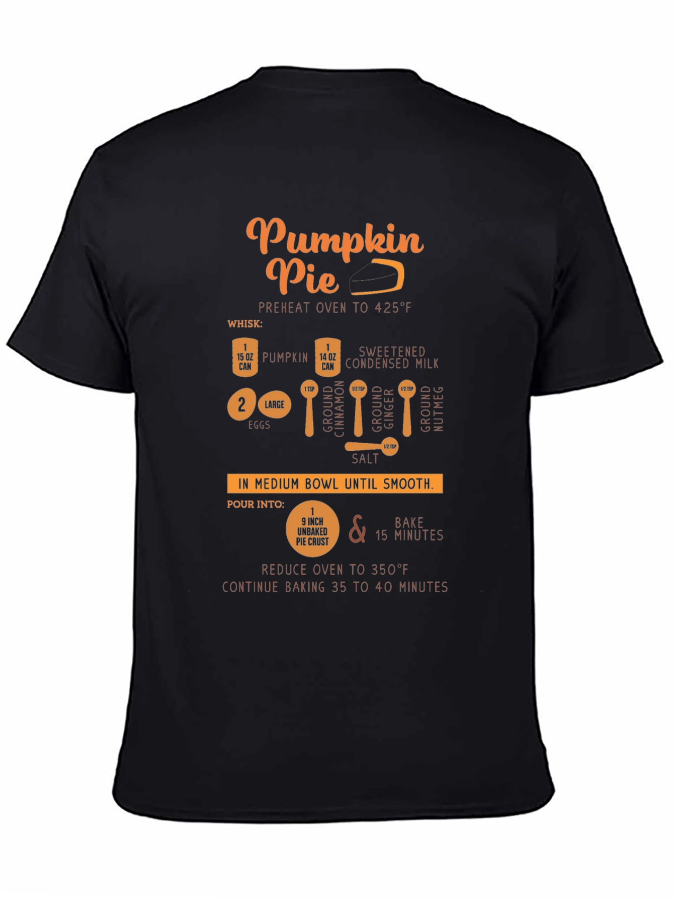 Pumpkin Pie Recipe Black T-Shirt