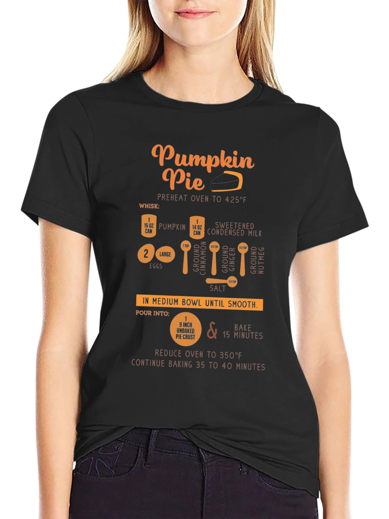 Pumpkin Pie Recipe Black T-Shirt