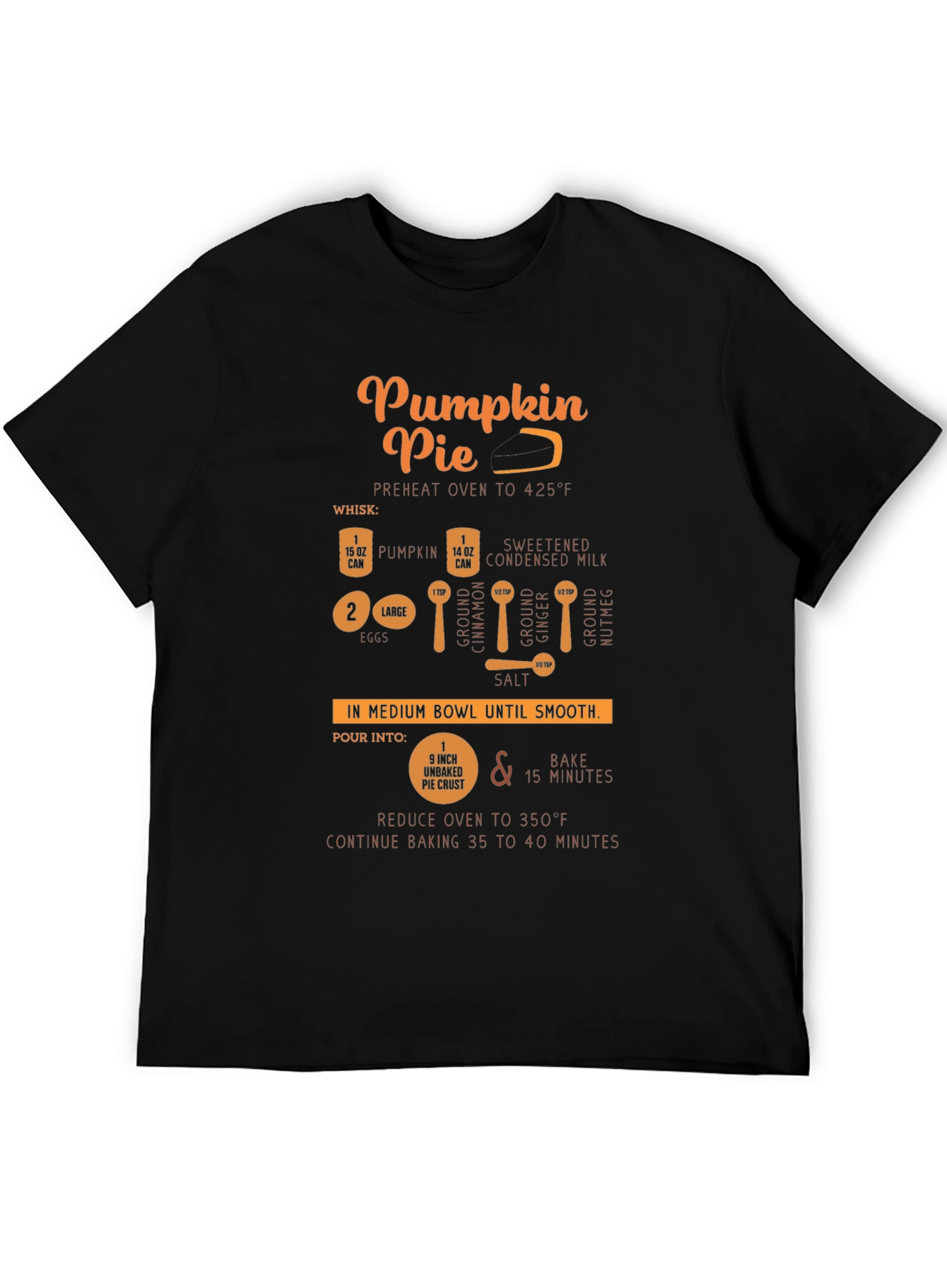 Pumpkin Pie Recipe Black T-Shirt