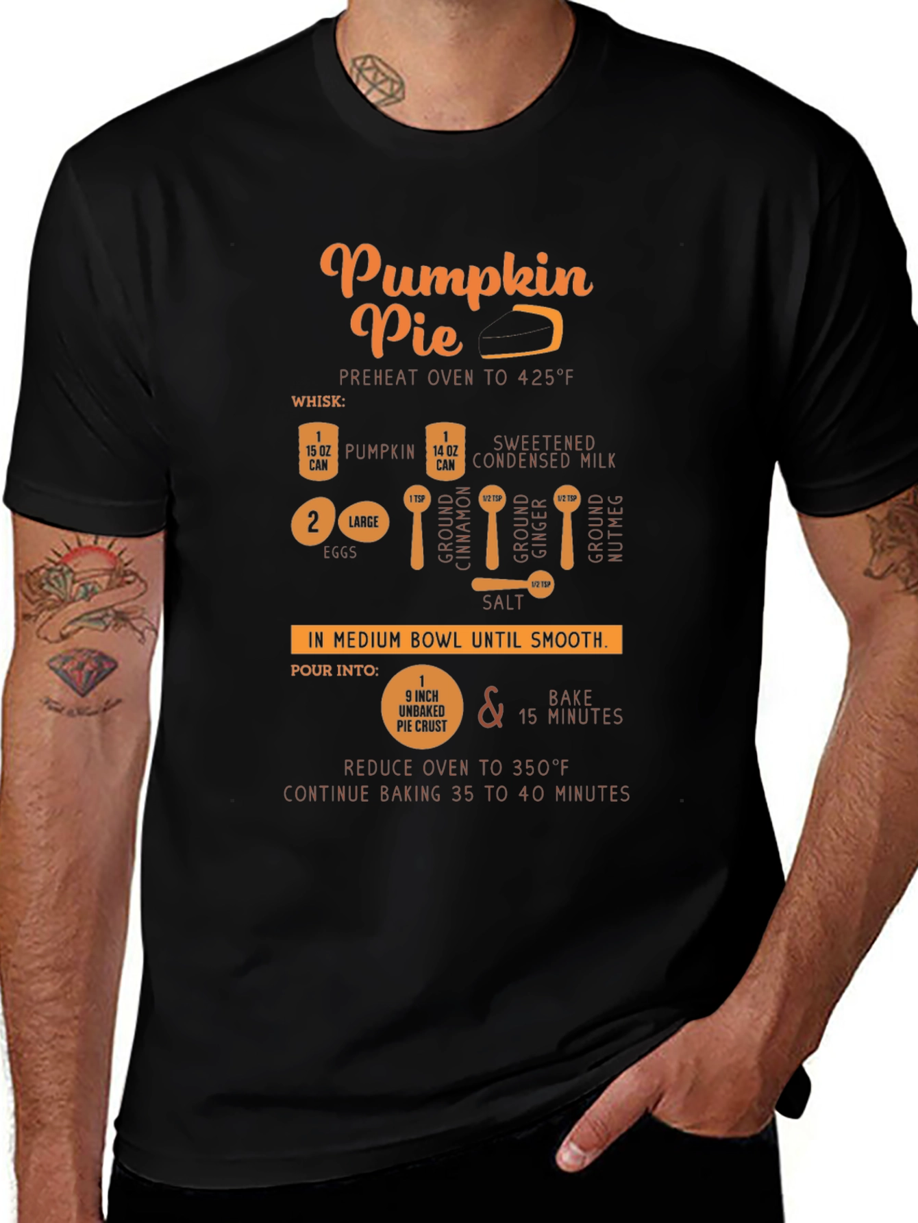 Pumpkin Pie Recipe Black T-Shirt