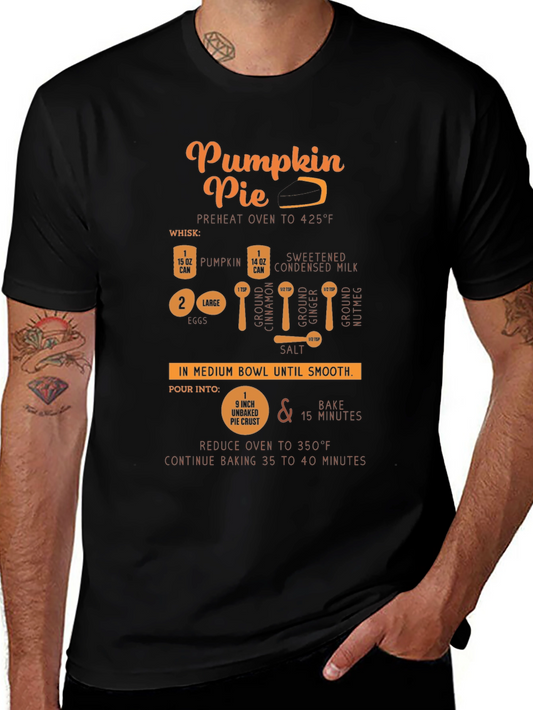 Pumpkin Pie Recipe Black T-Shirt