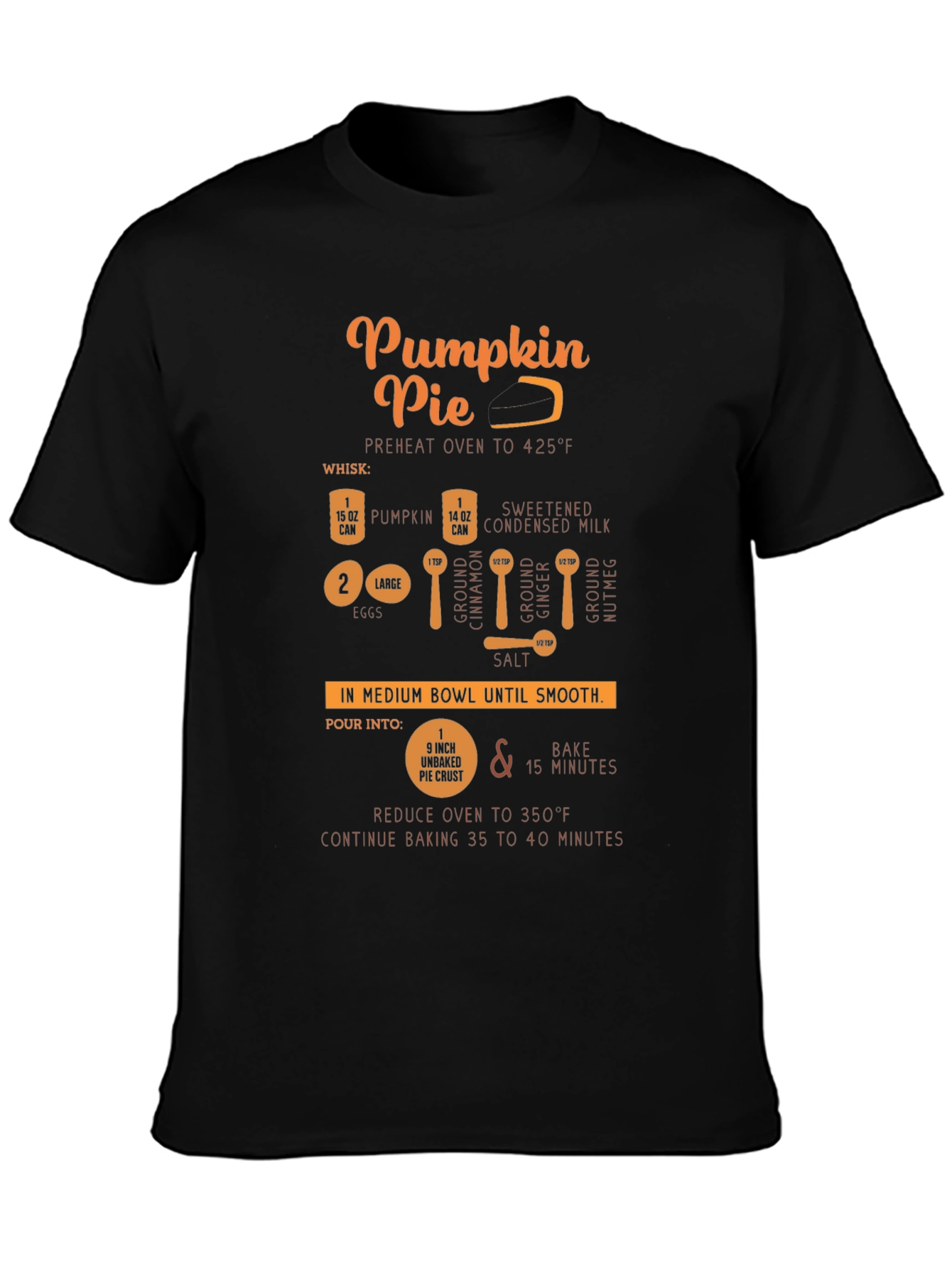 Pumpkin Pie Recipe Black T-Shirt