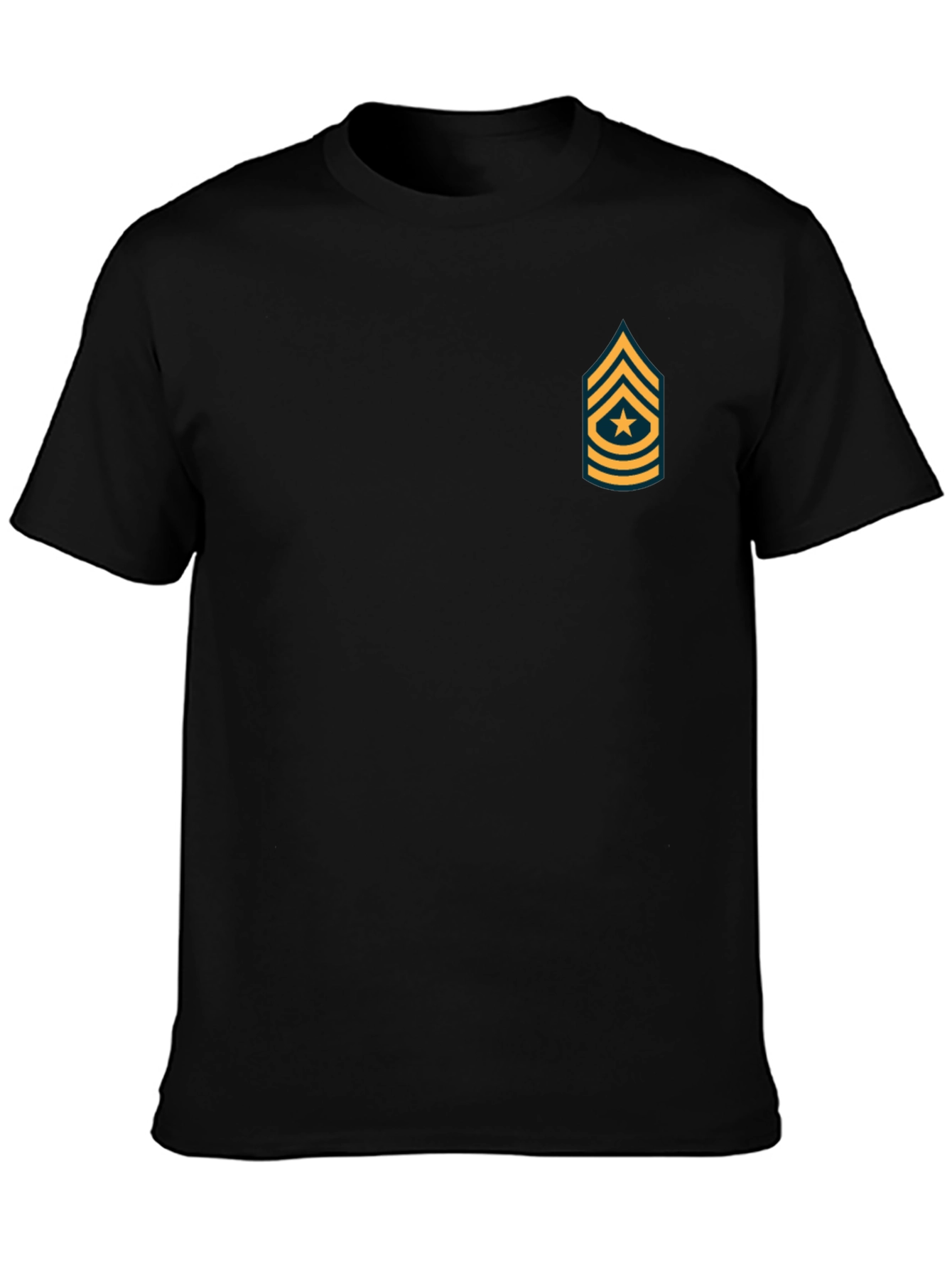 Black T-Shirt with Military Rank Graphic