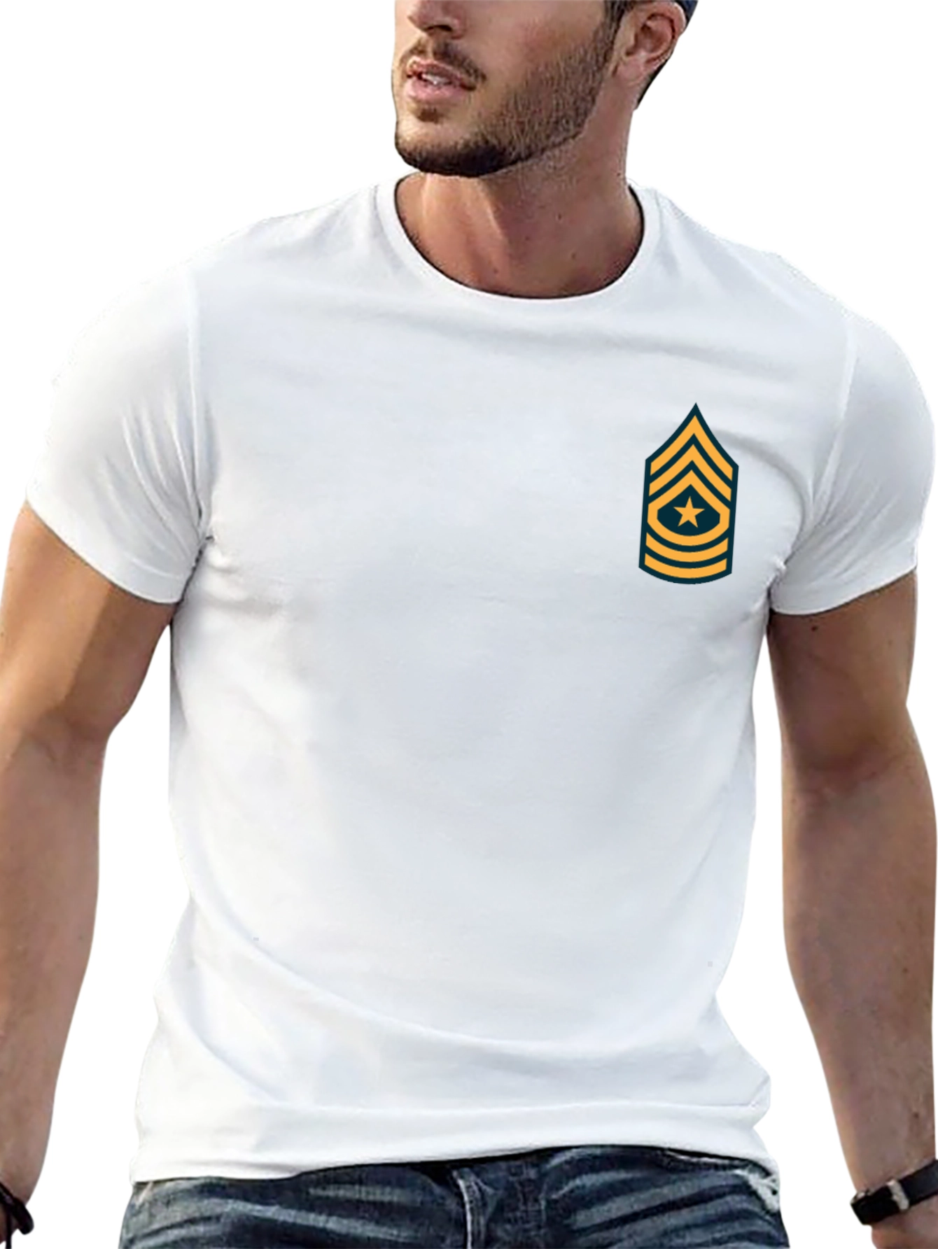 Black T-Shirt with Military Rank Graphic