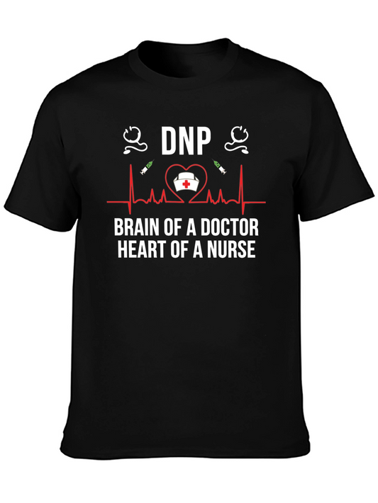 DNP Brain of Doctor Heart of Nurse Black T-Shirt