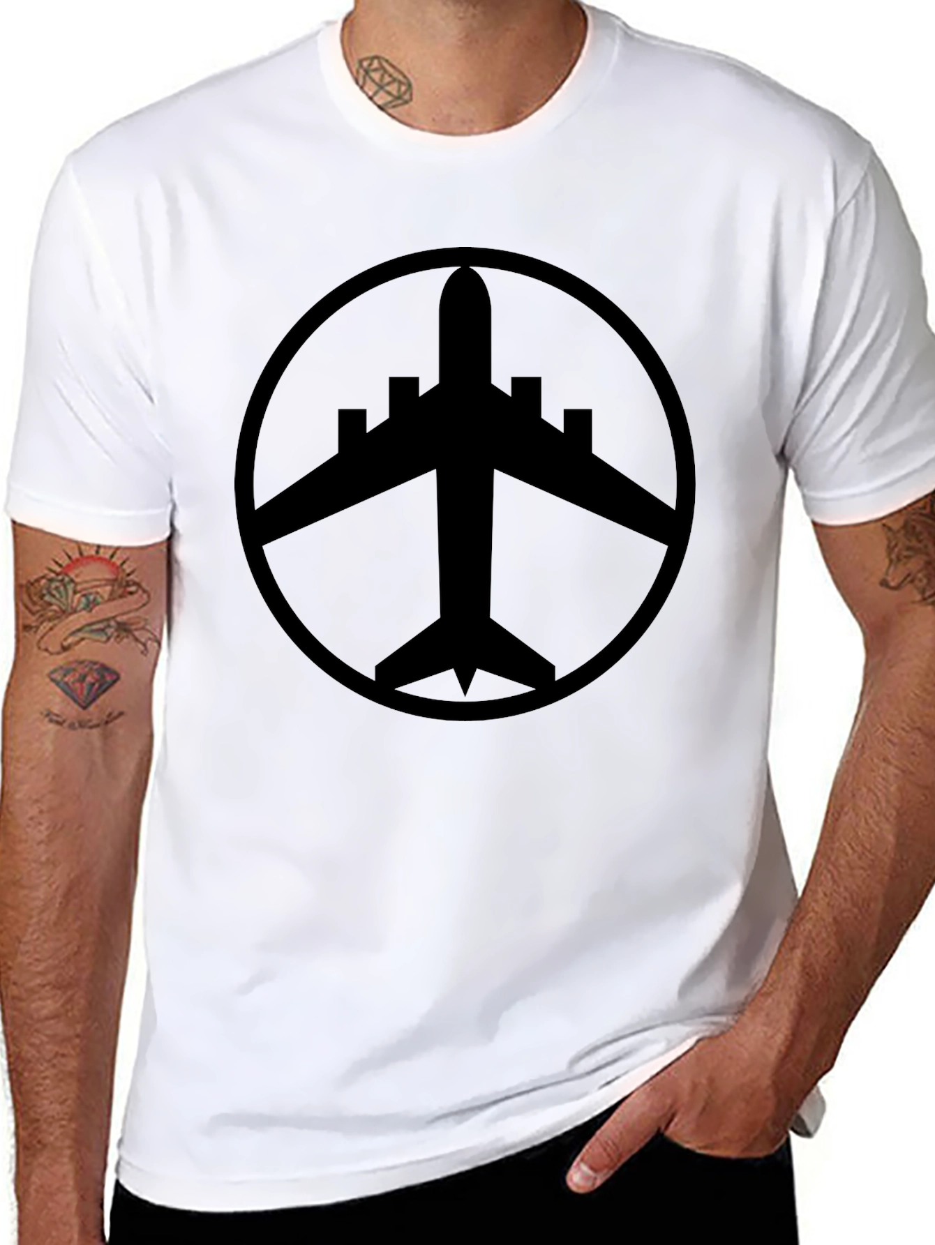 Airplane Symbol Black T-Shirt