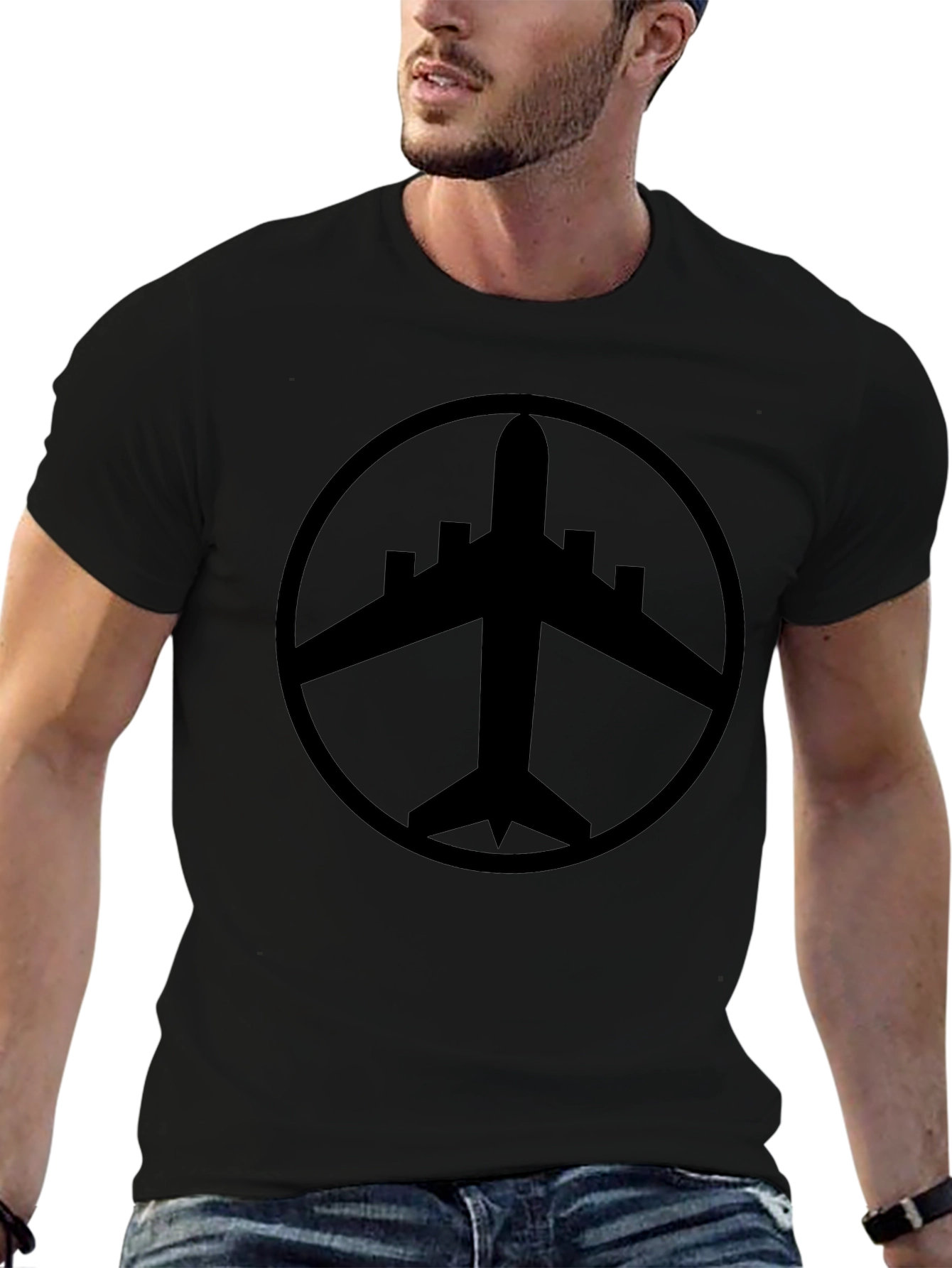 Airplane Symbol Black T-Shirt