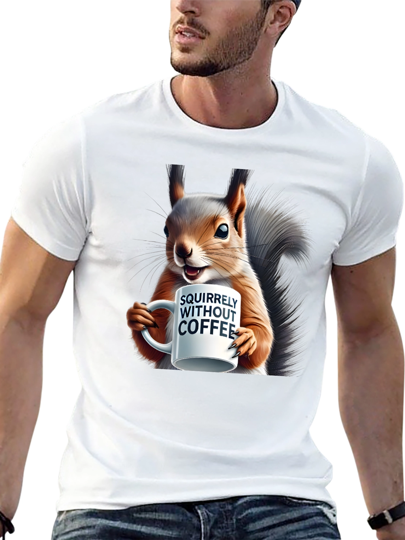 Squirrelly Without Coffee Graphic T-Shirt