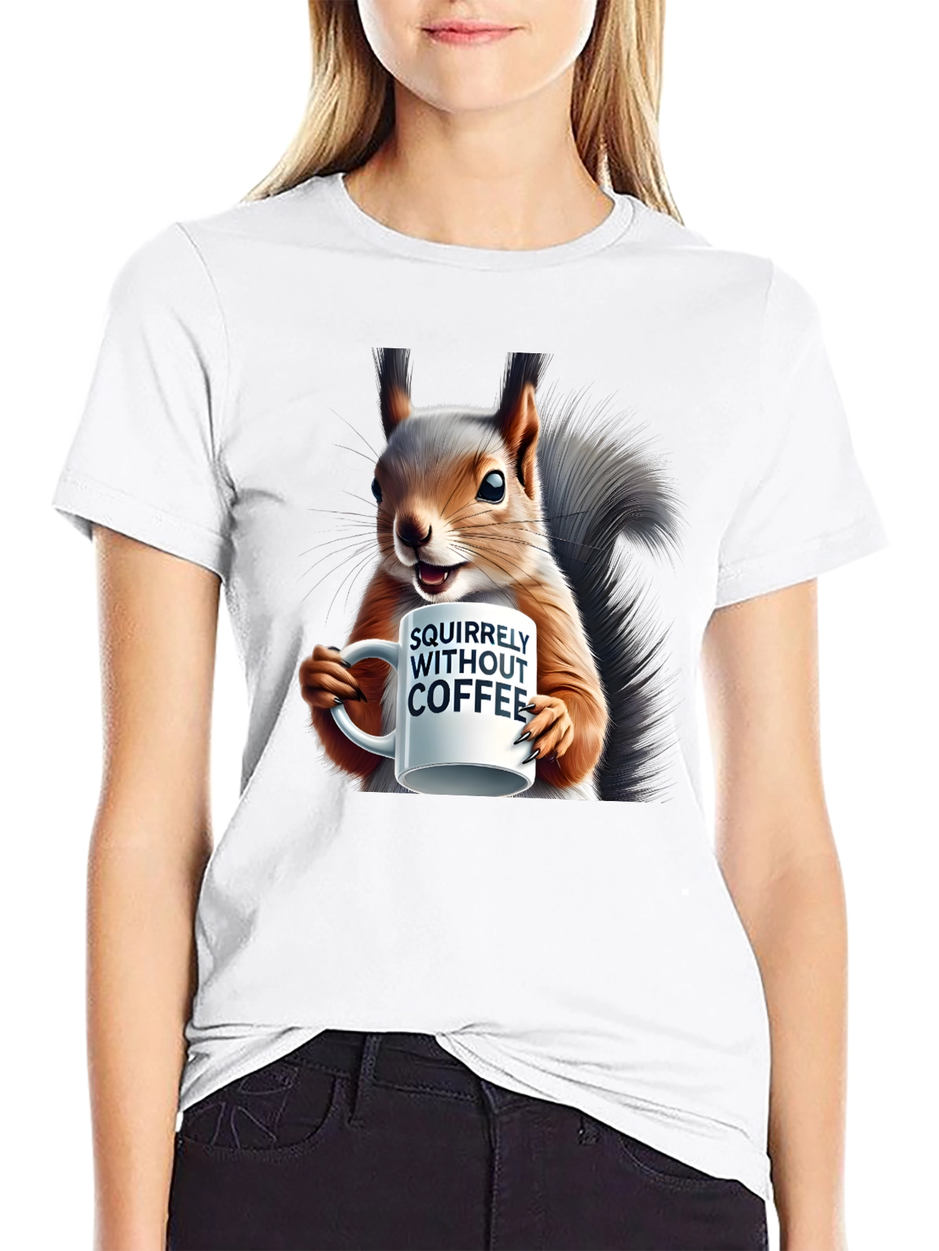 Squirrelly Without Coffee Graphic T-Shirt