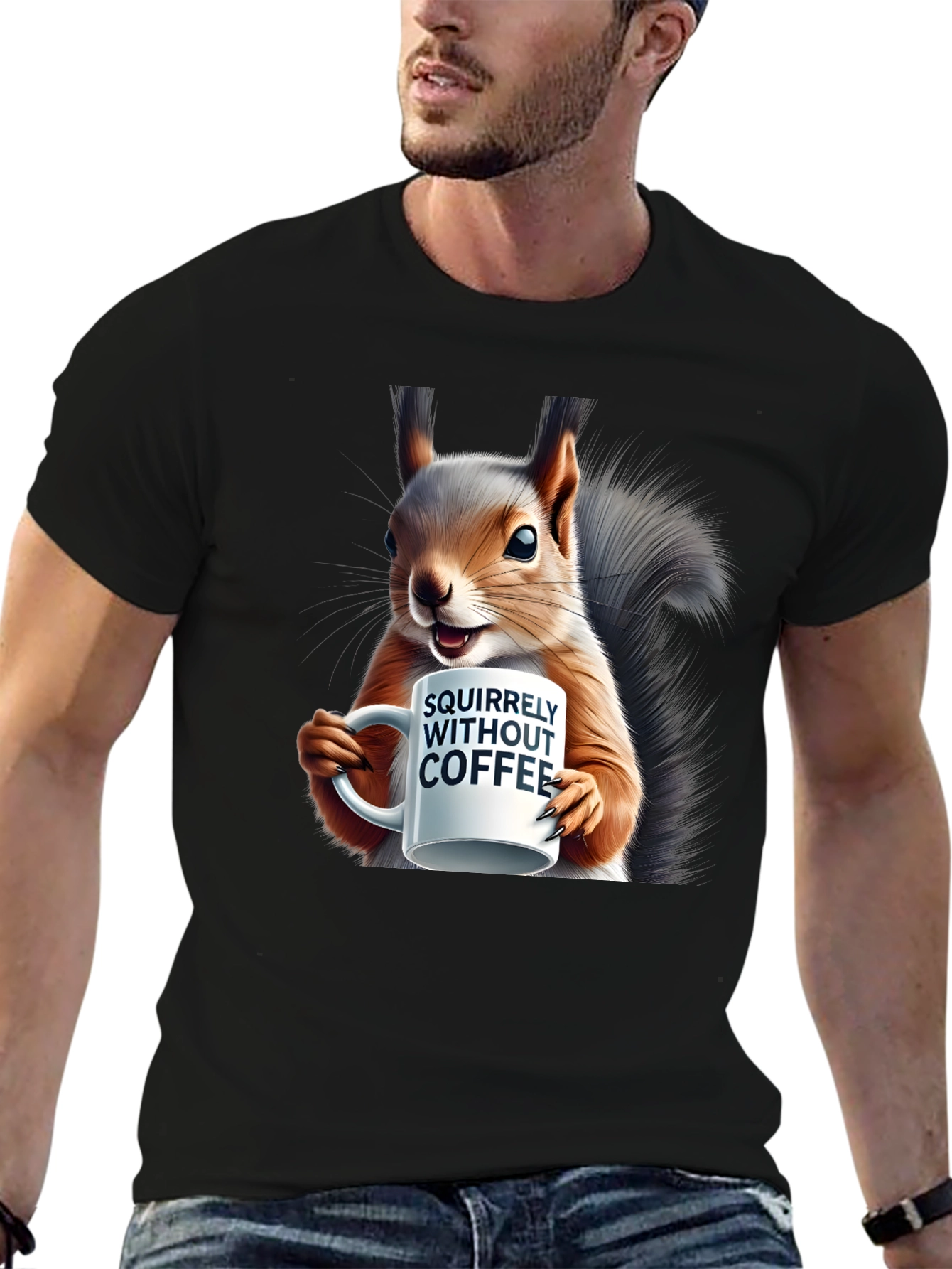 Squirrelly Without Coffee Graphic T-Shirt