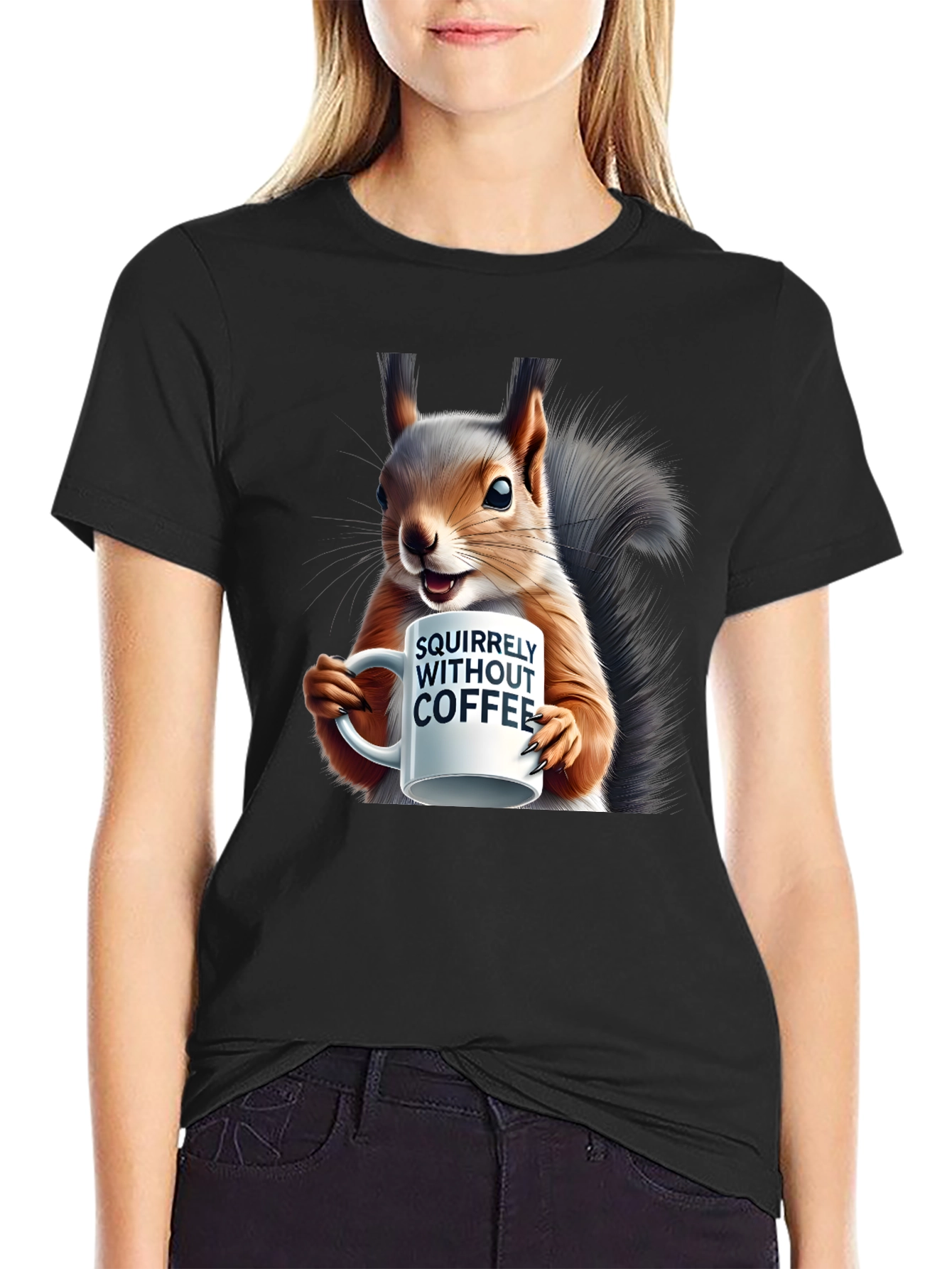 Squirrelly Without Coffee Graphic T-Shirt