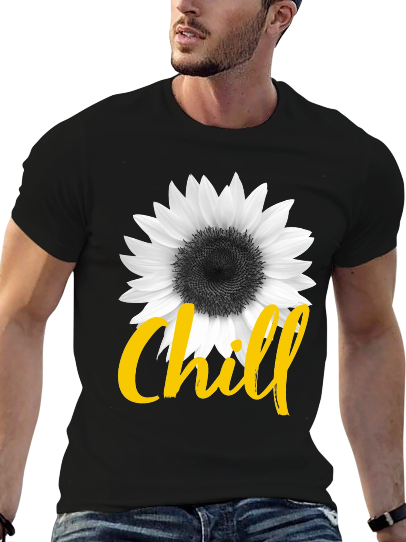 Chill Sunflower Graphic Tee - Black