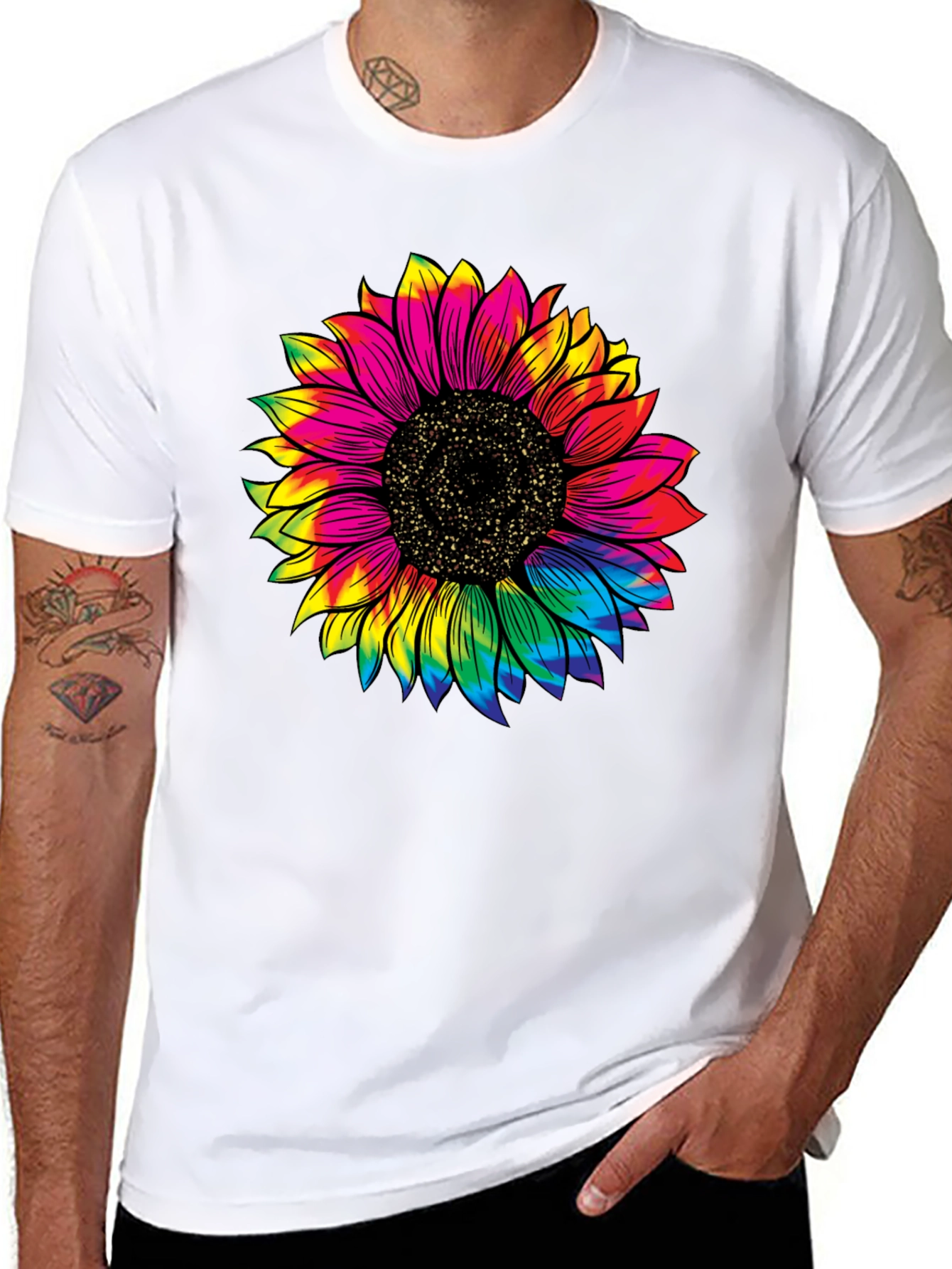 Tie-Dye Sunflower Graphic T-Shirt