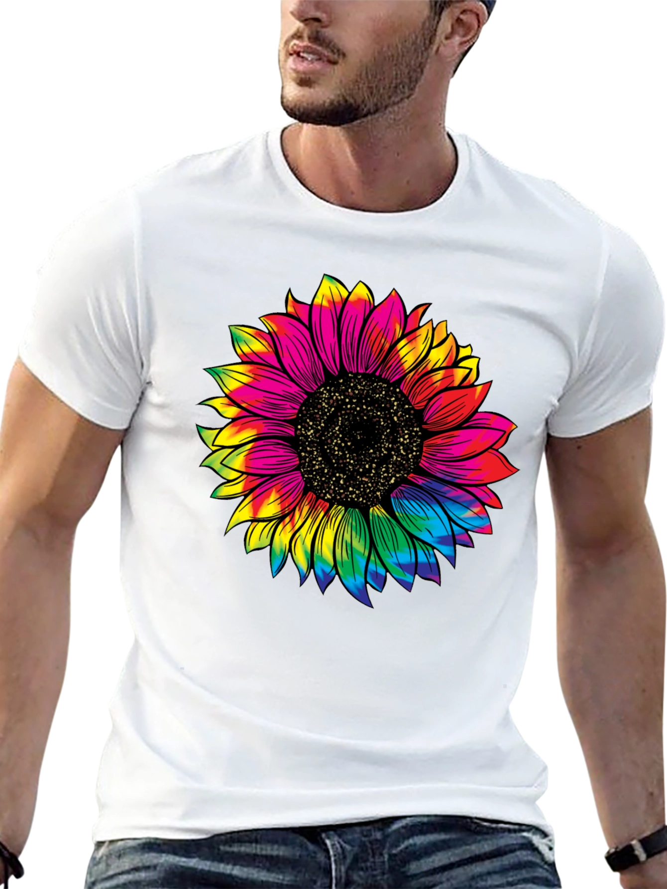 Tie-Dye Sunflower Graphic T-Shirt