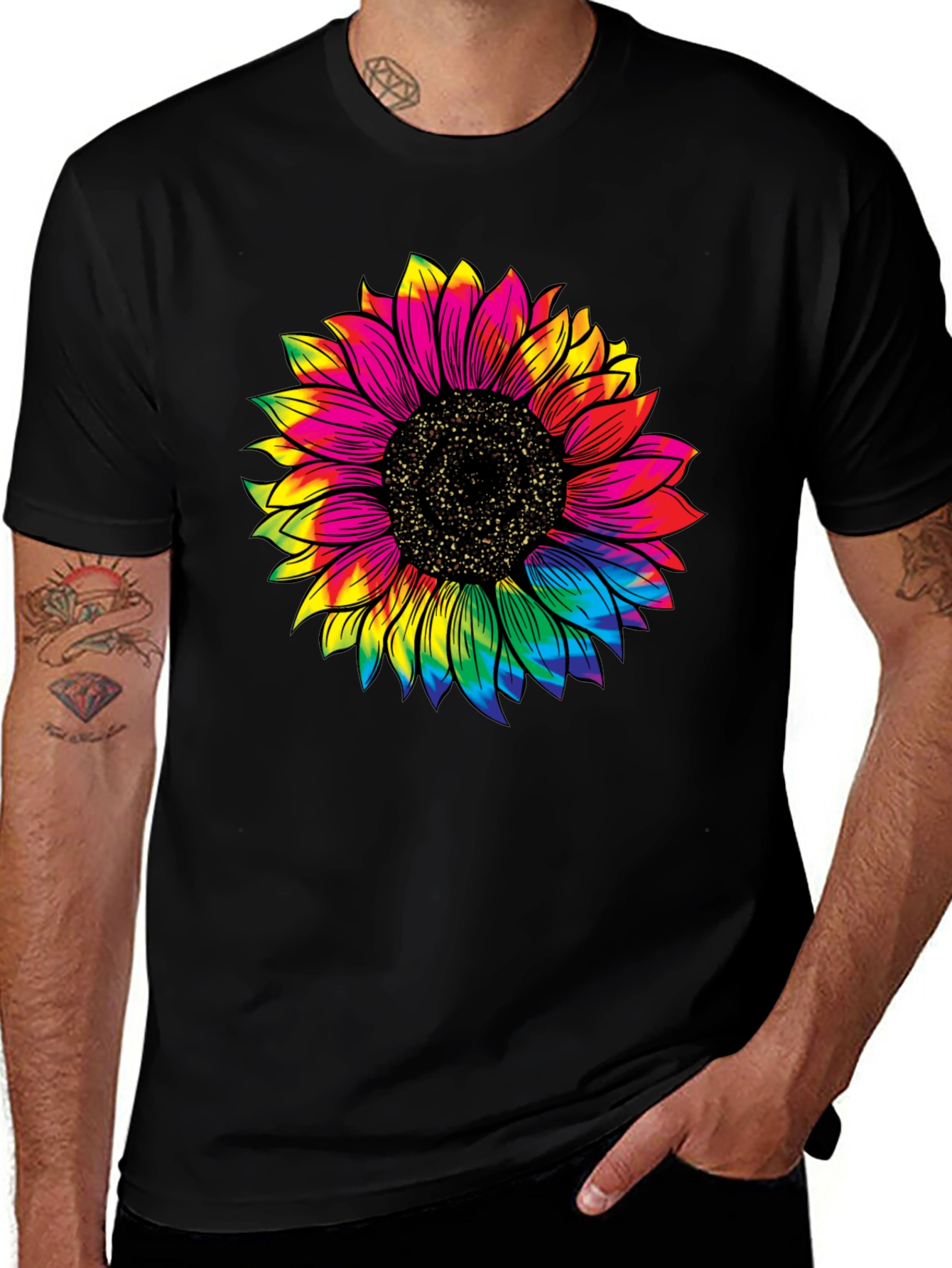 Tie-Dye Sunflower Graphic T-Shirt