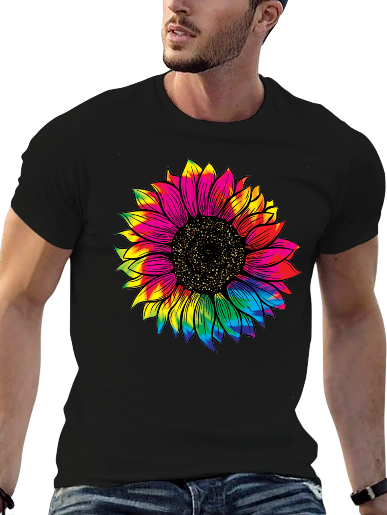 Tie-Dye Sunflower Graphic T-Shirt