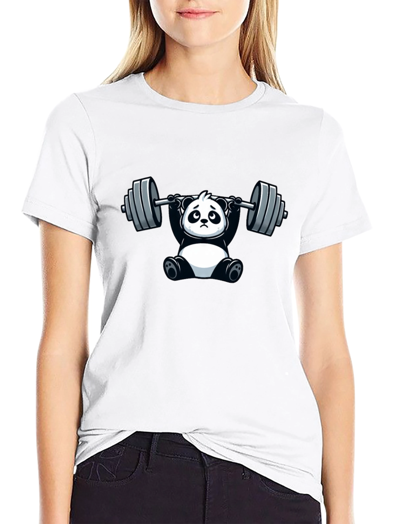 Funny Panda Lifting Barbell T-Shirt
