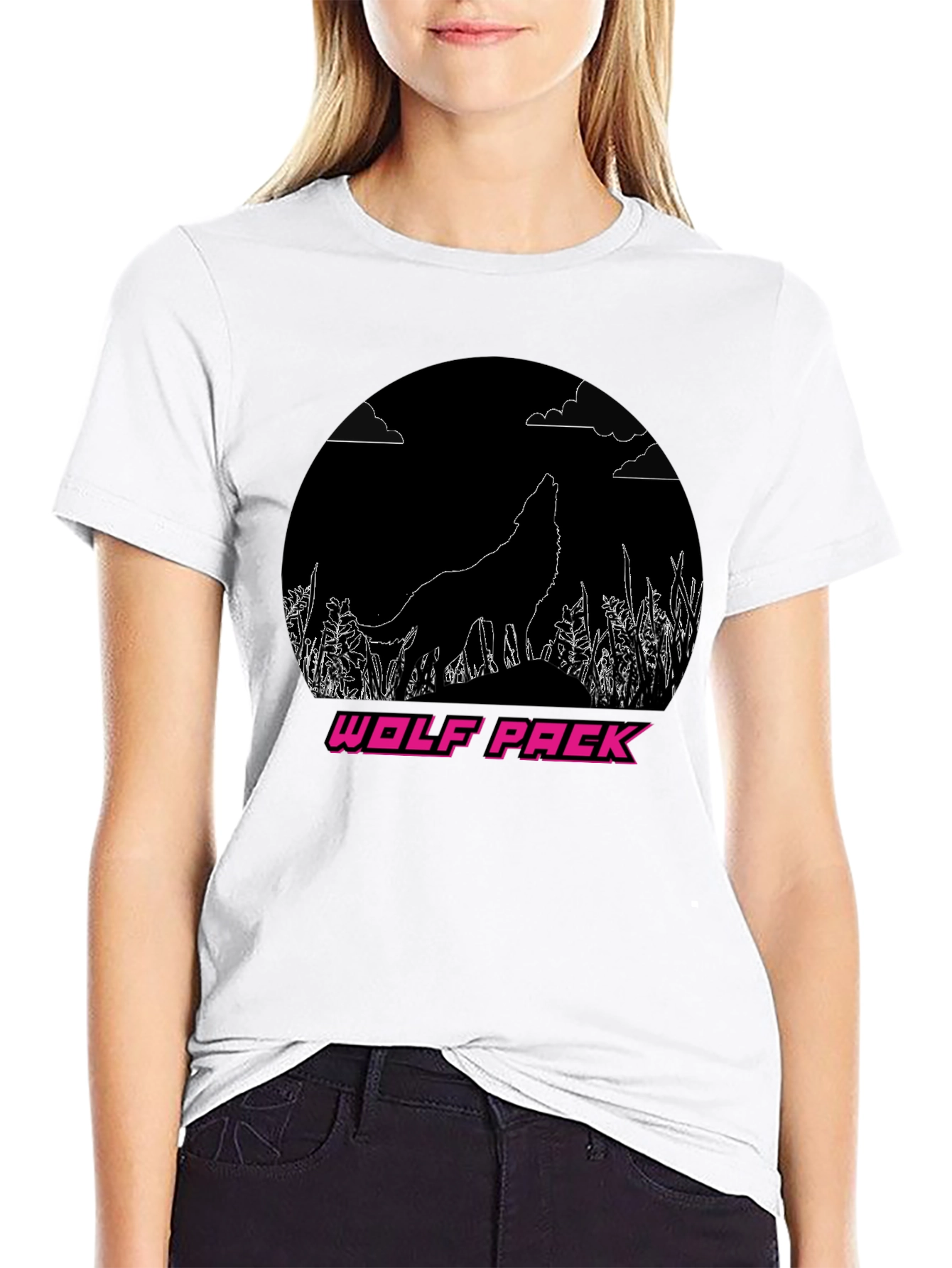 Wolf Pack Graphic Tee - Black Crew Neck