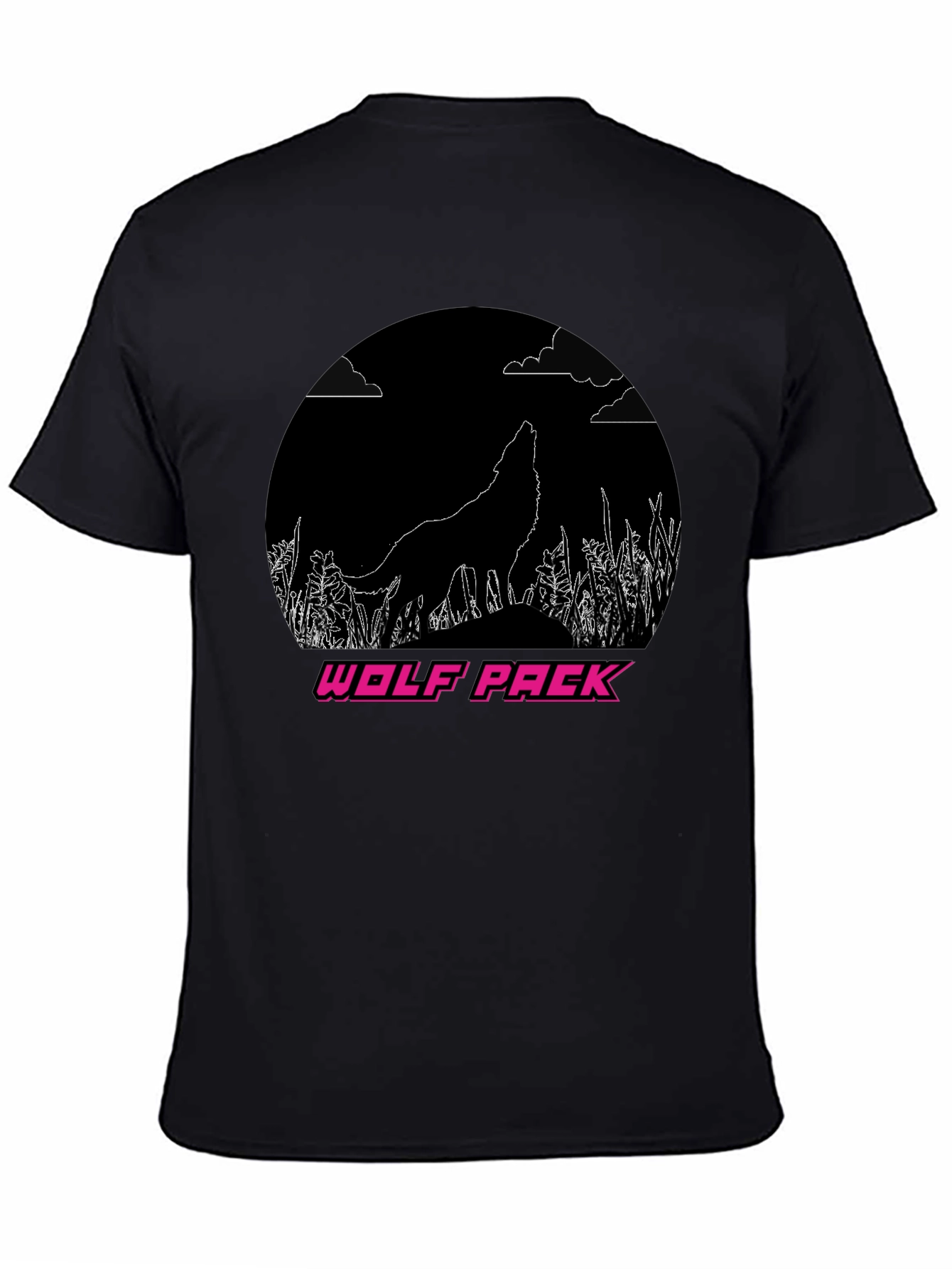 Wolf Pack Graphic Tee - Black Crew Neck