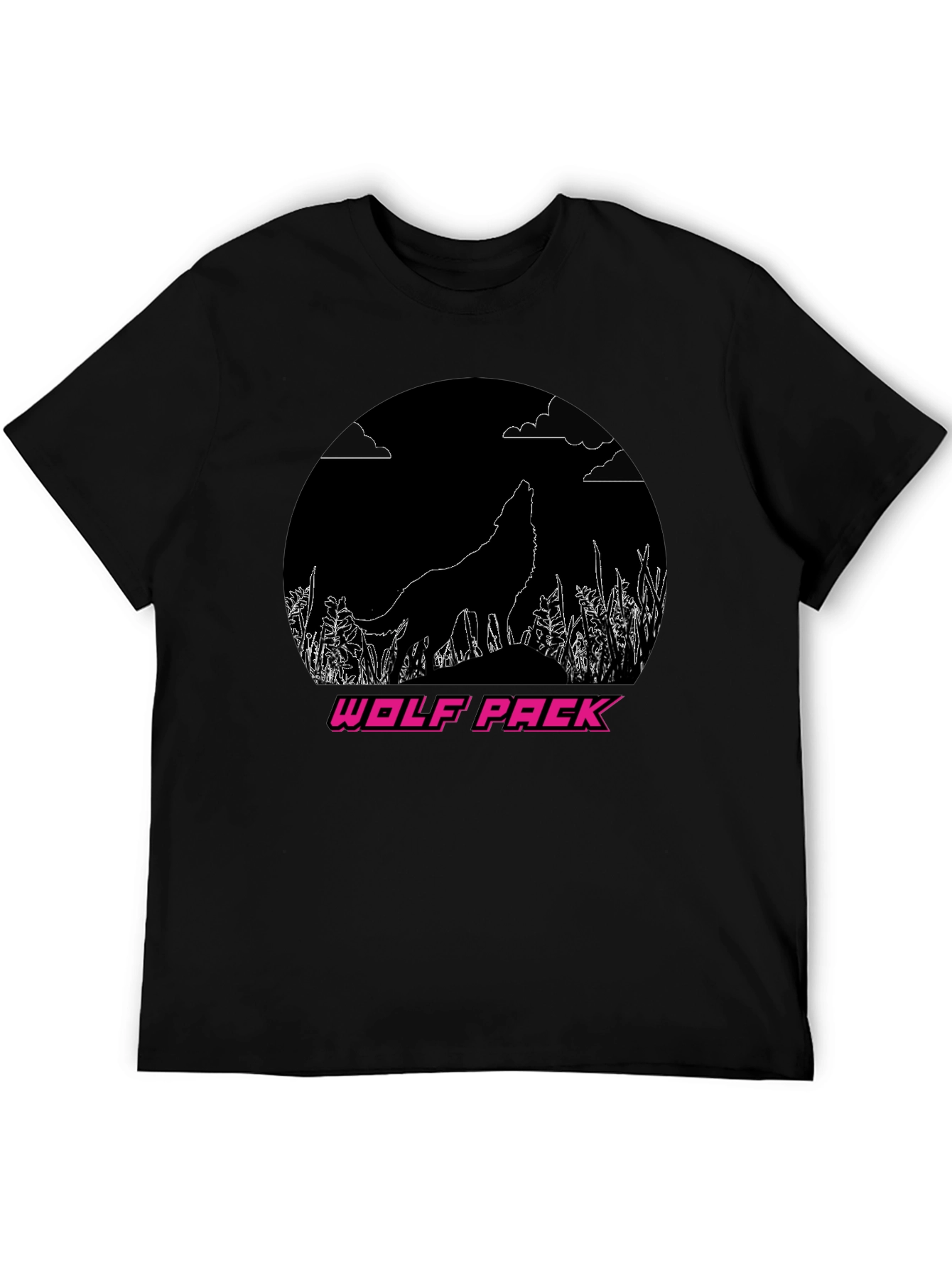 Wolf Pack Graphic Tee - Black Crew Neck