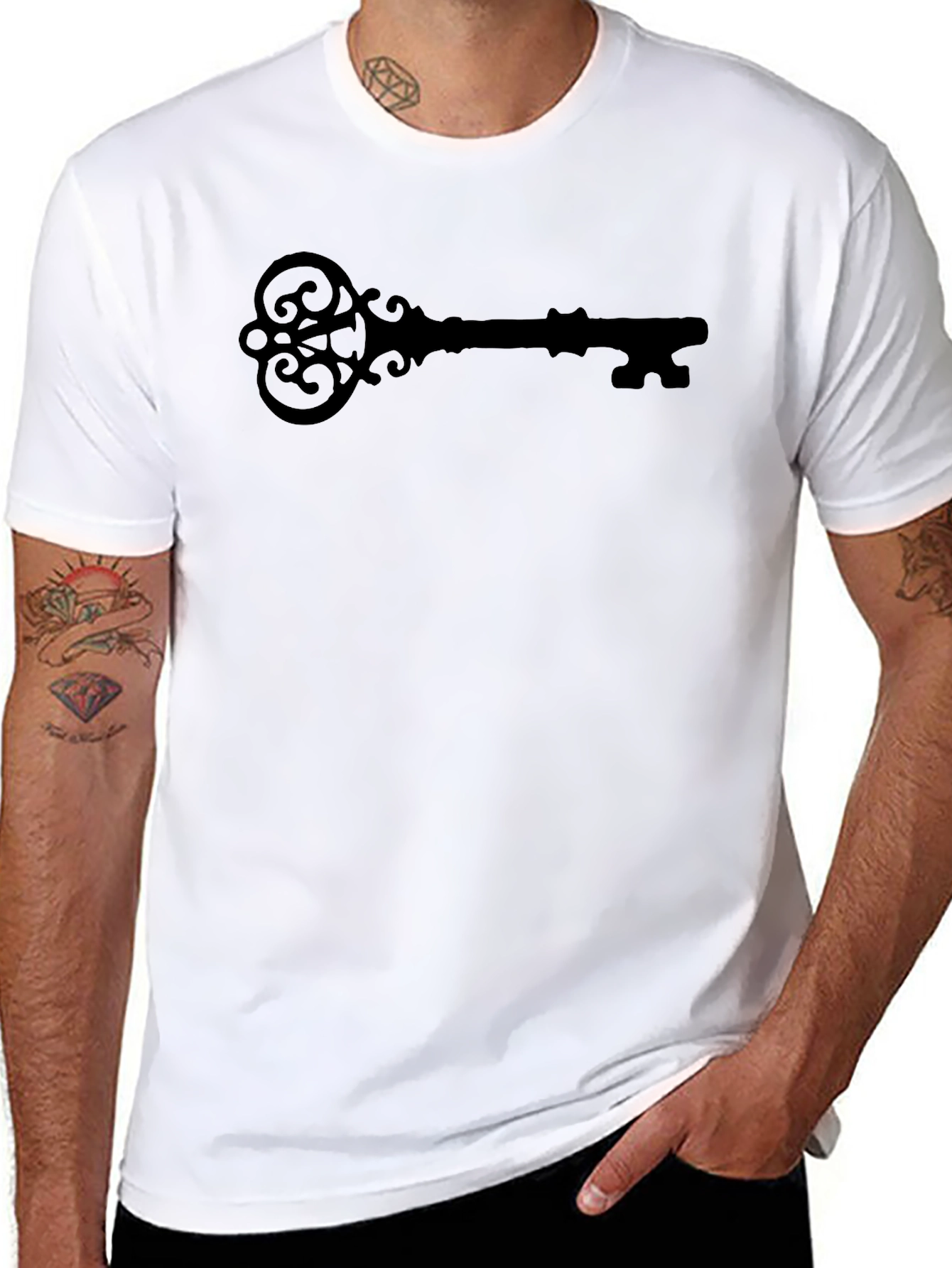 Ornate Key Graphic T-Shirt - Classic Black Tee