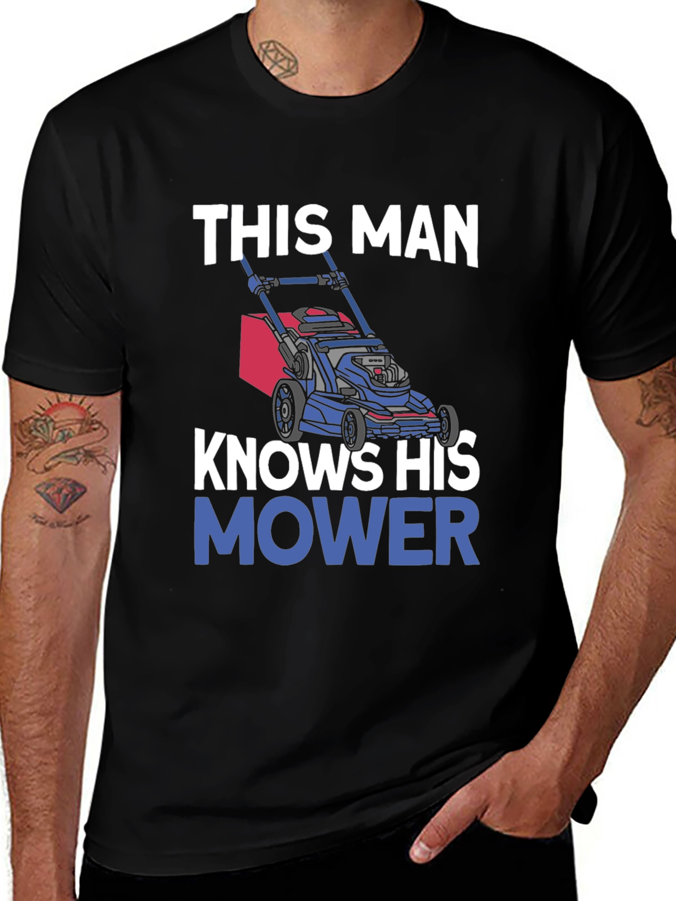 Knows His Mower Mens T-Shirt