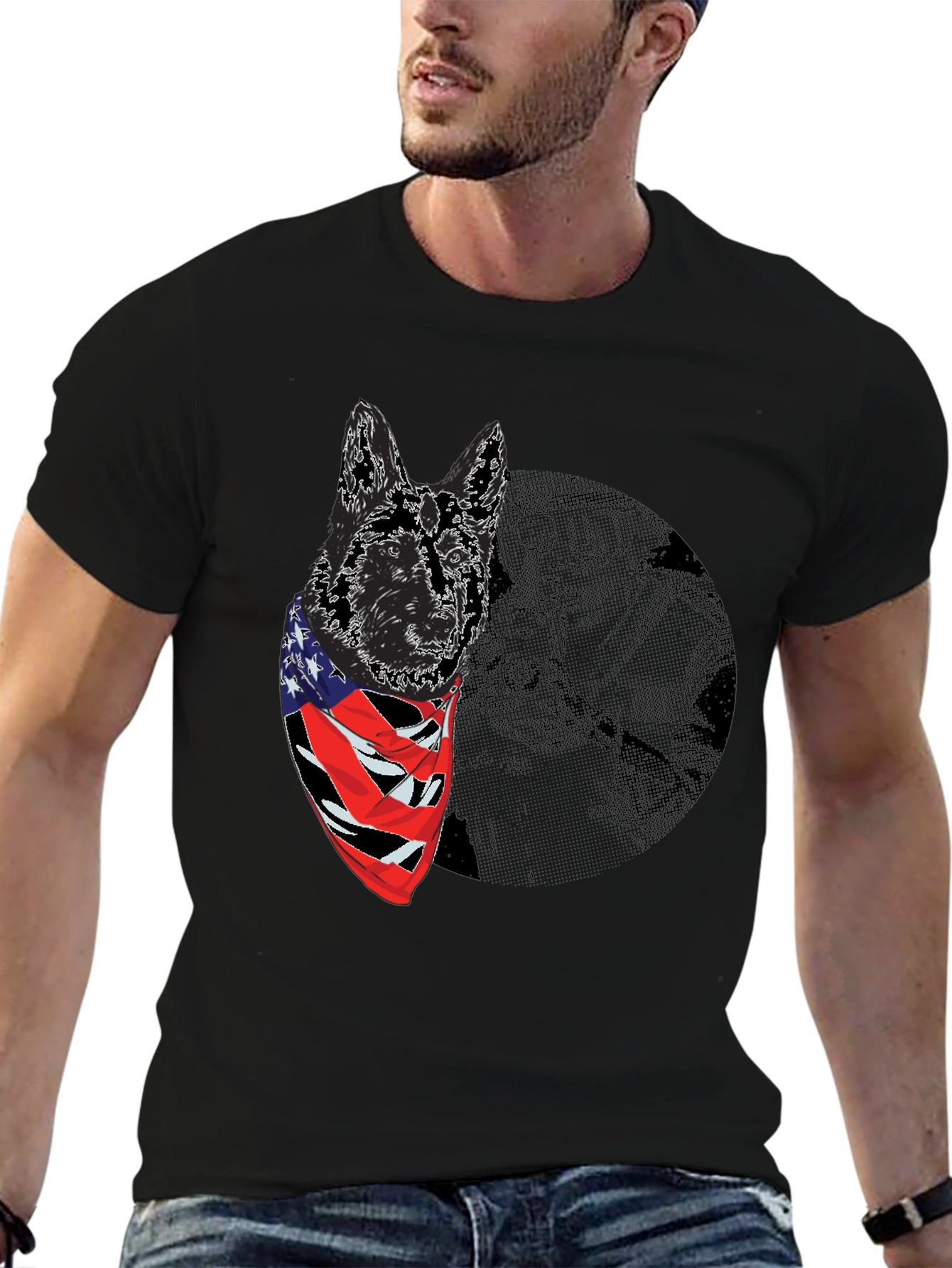 American Dog T-Shirt: Patriotic German Shepherd