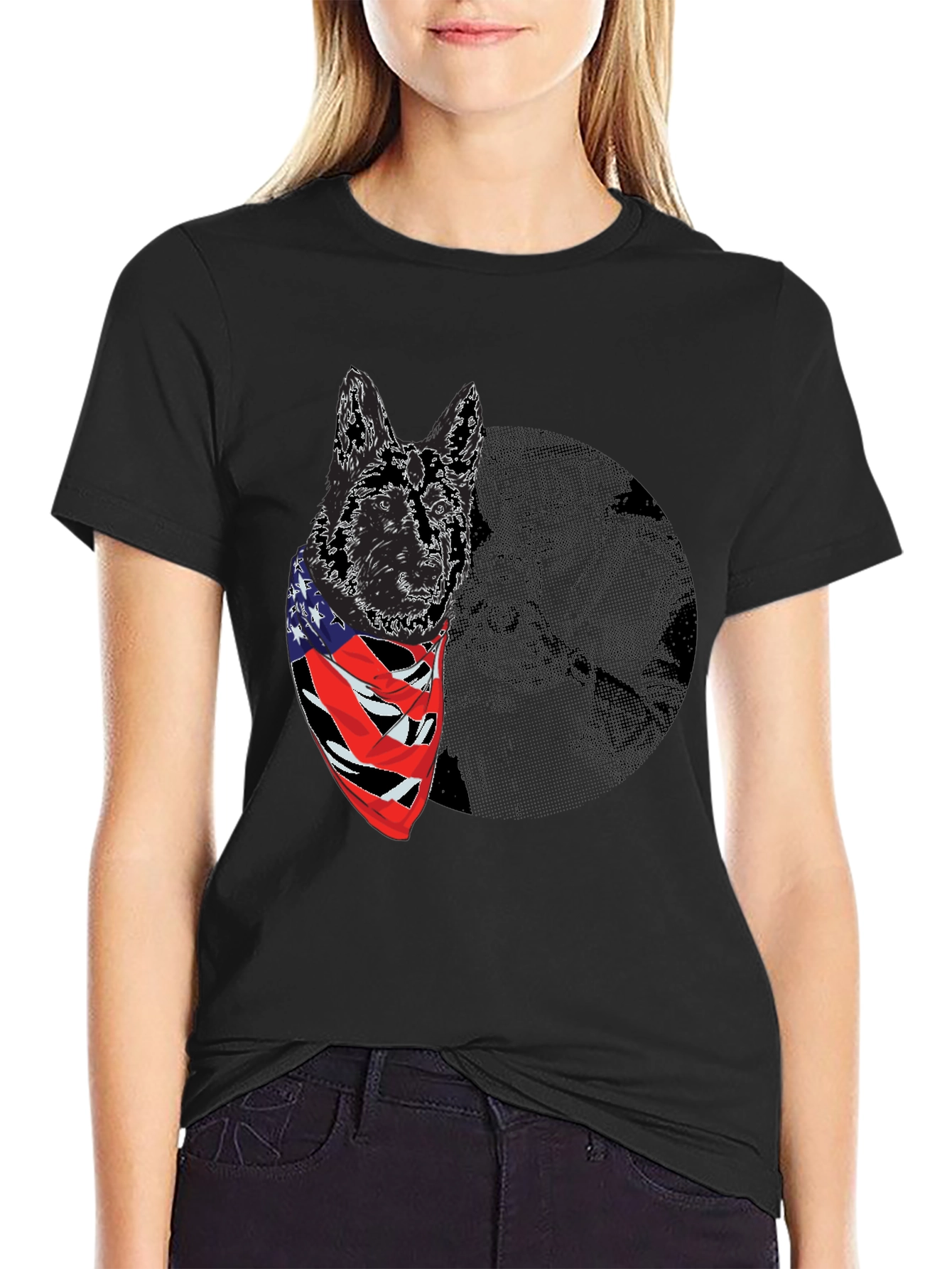 American Dog T-Shirt: Patriotic German Shepherd