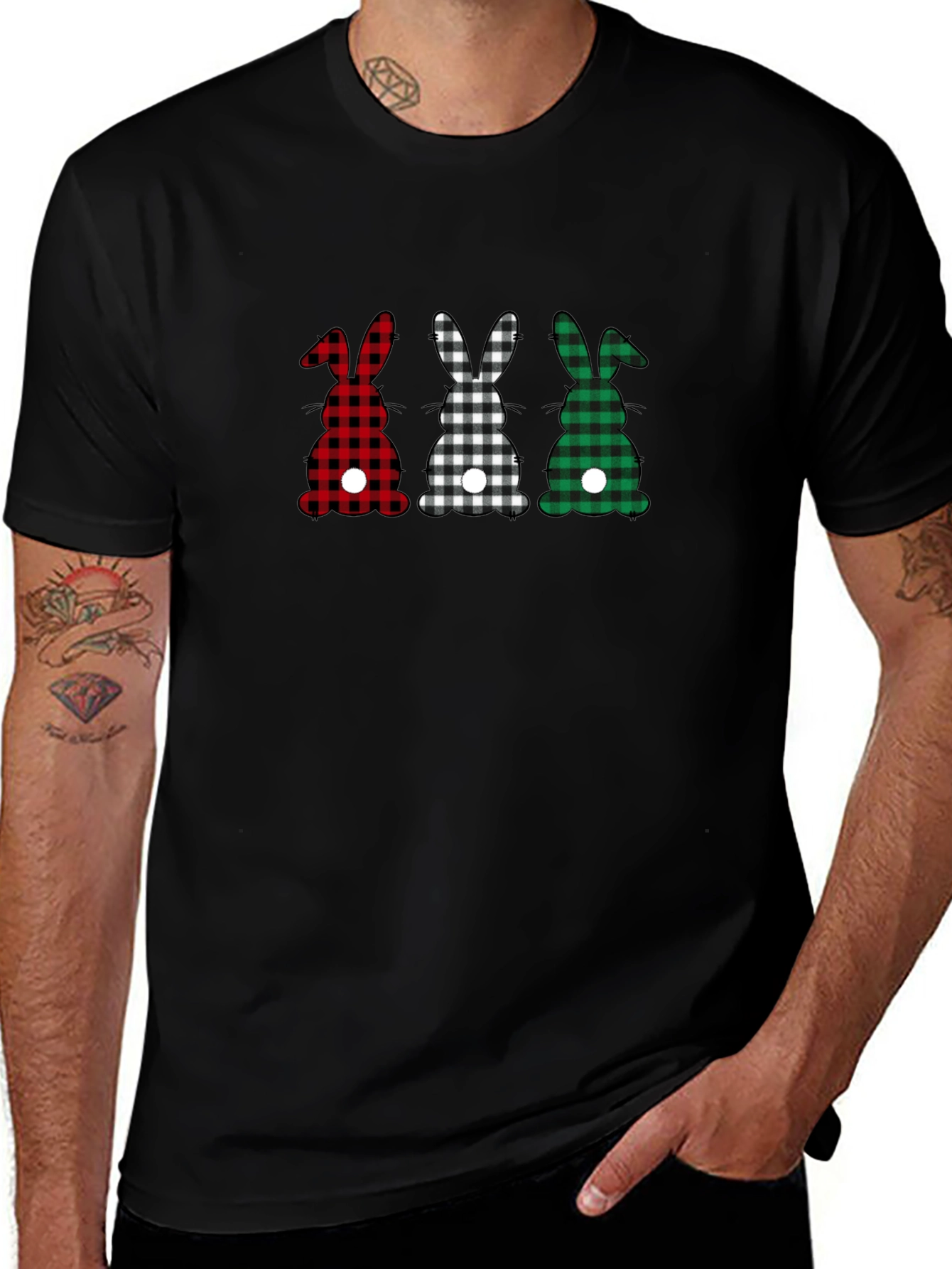 Buffalo Plaid Easter Bunny T-Shirt
