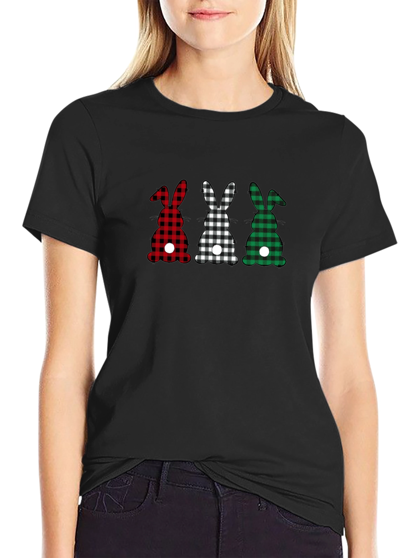 Buffalo Plaid Easter Bunny T-Shirt