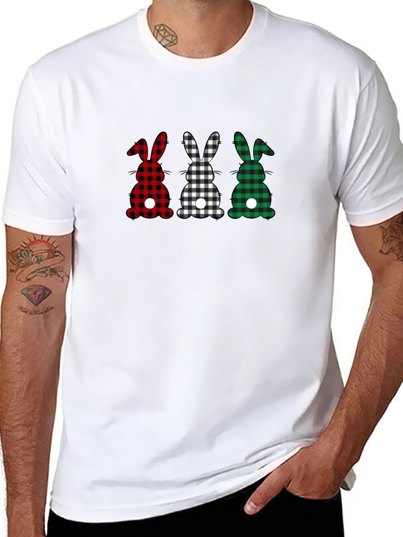 Buffalo Plaid Easter Bunny T-Shirt