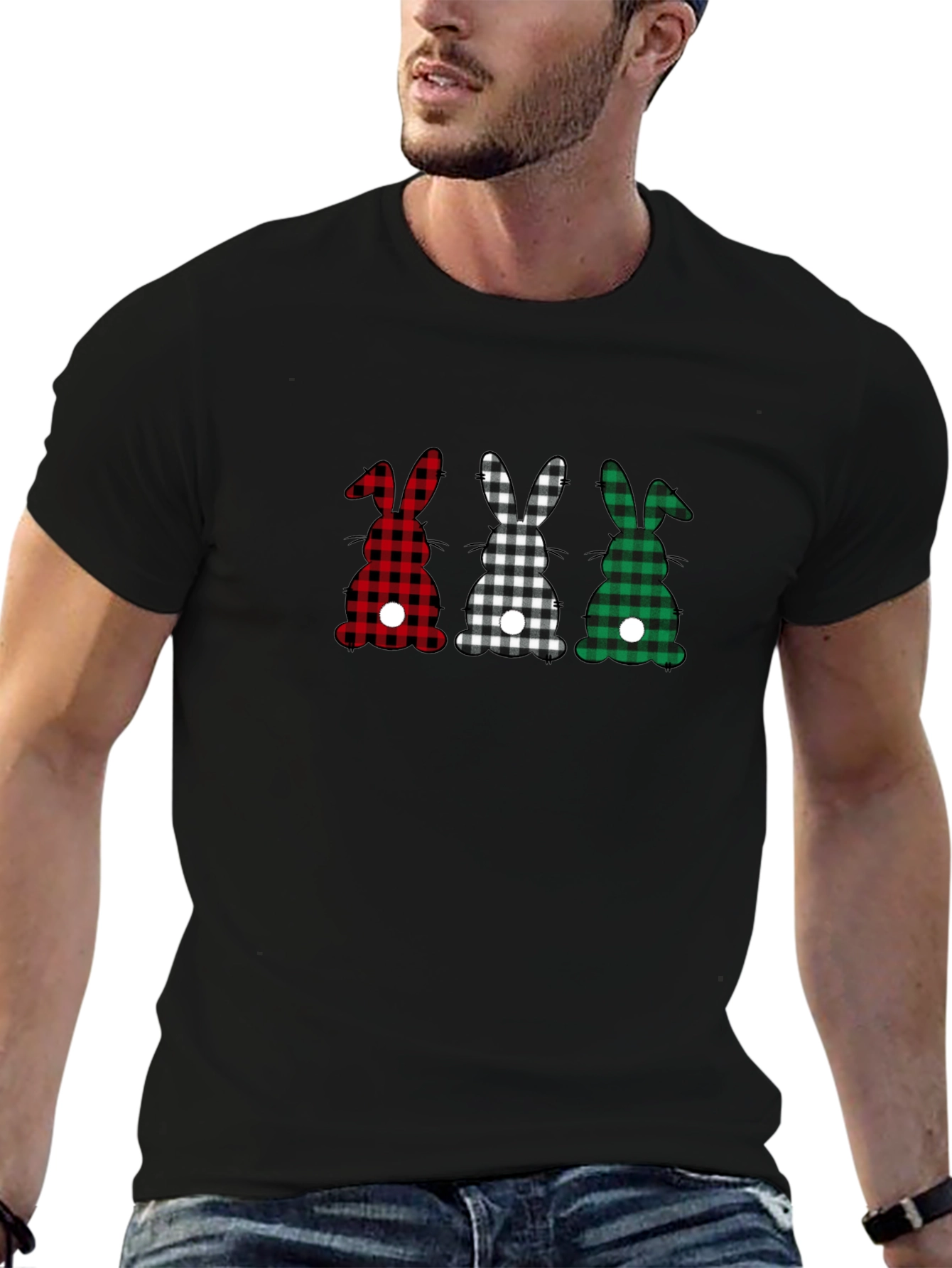 Buffalo Plaid Easter Bunny T-Shirt