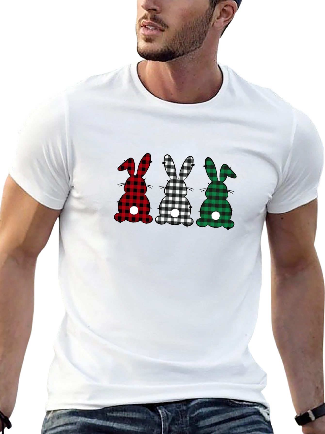 Buffalo Plaid Easter Bunny T-Shirt