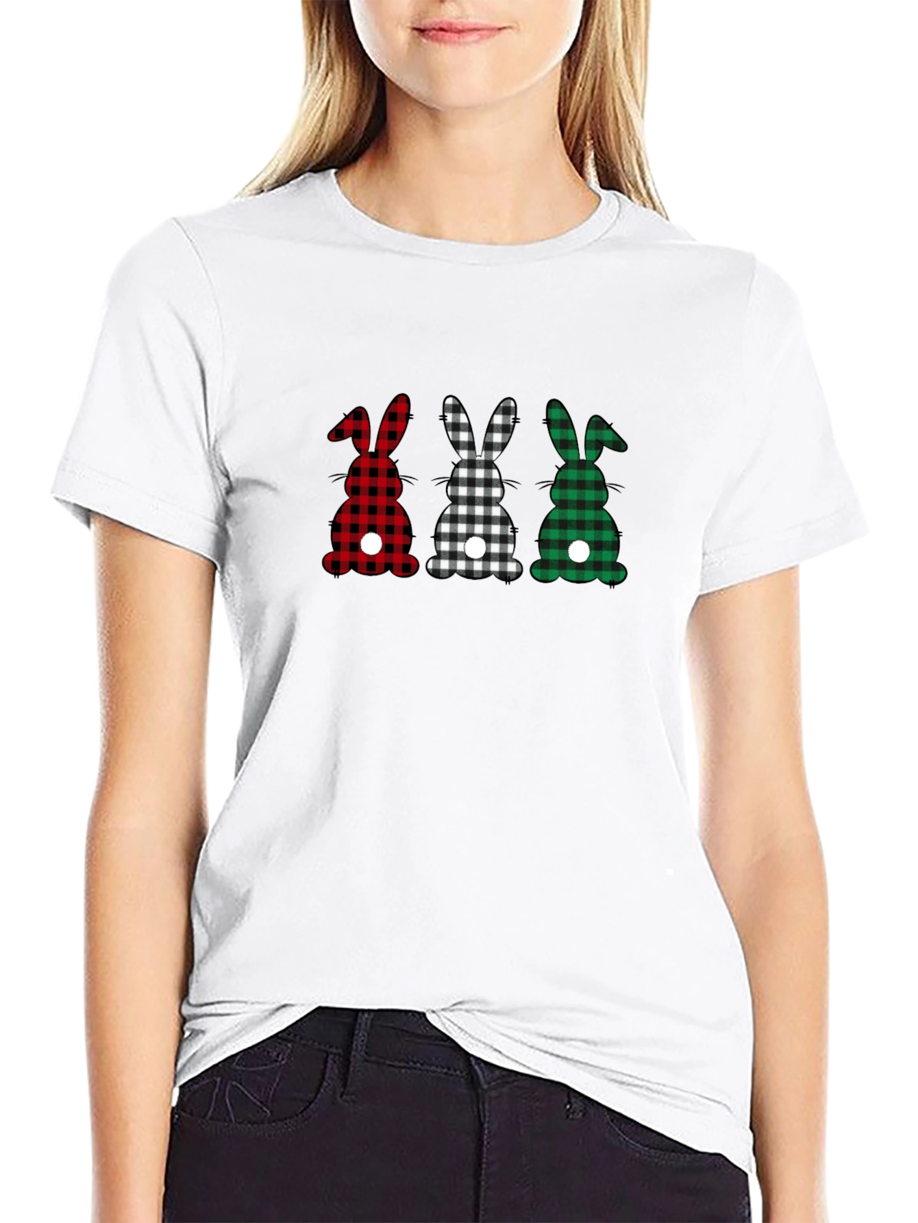 Buffalo Plaid Easter Bunny T-Shirt