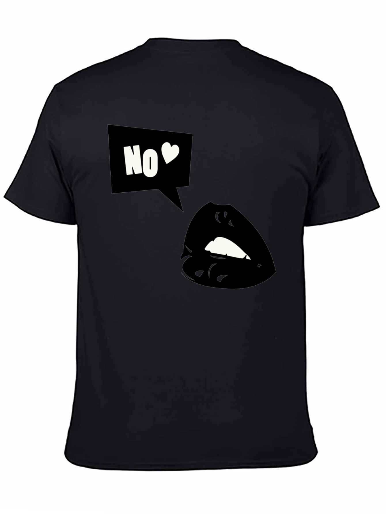 Black Graphic Tee - No Love Lips Design