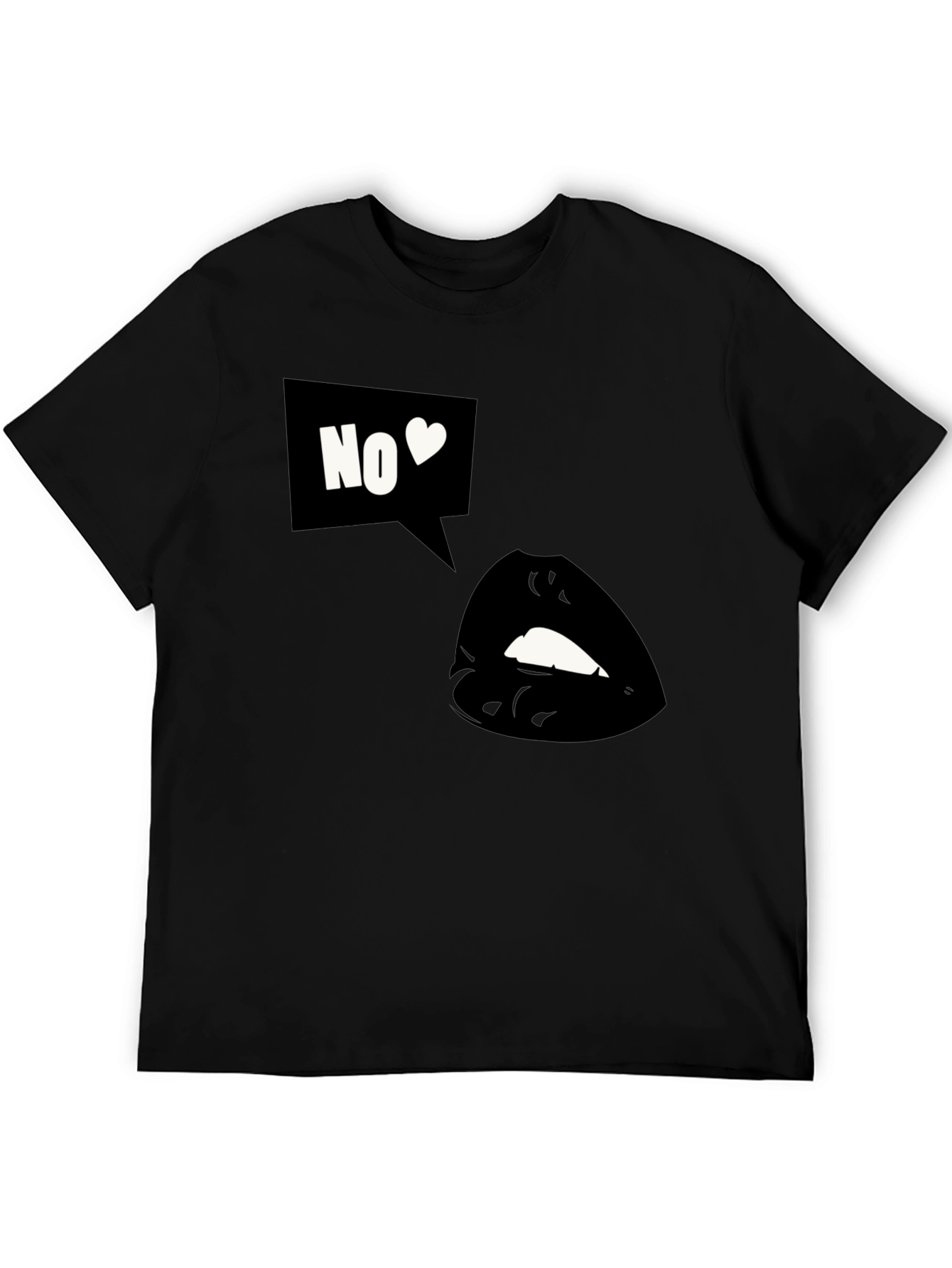 Black Graphic Tee - No Love Lips Design